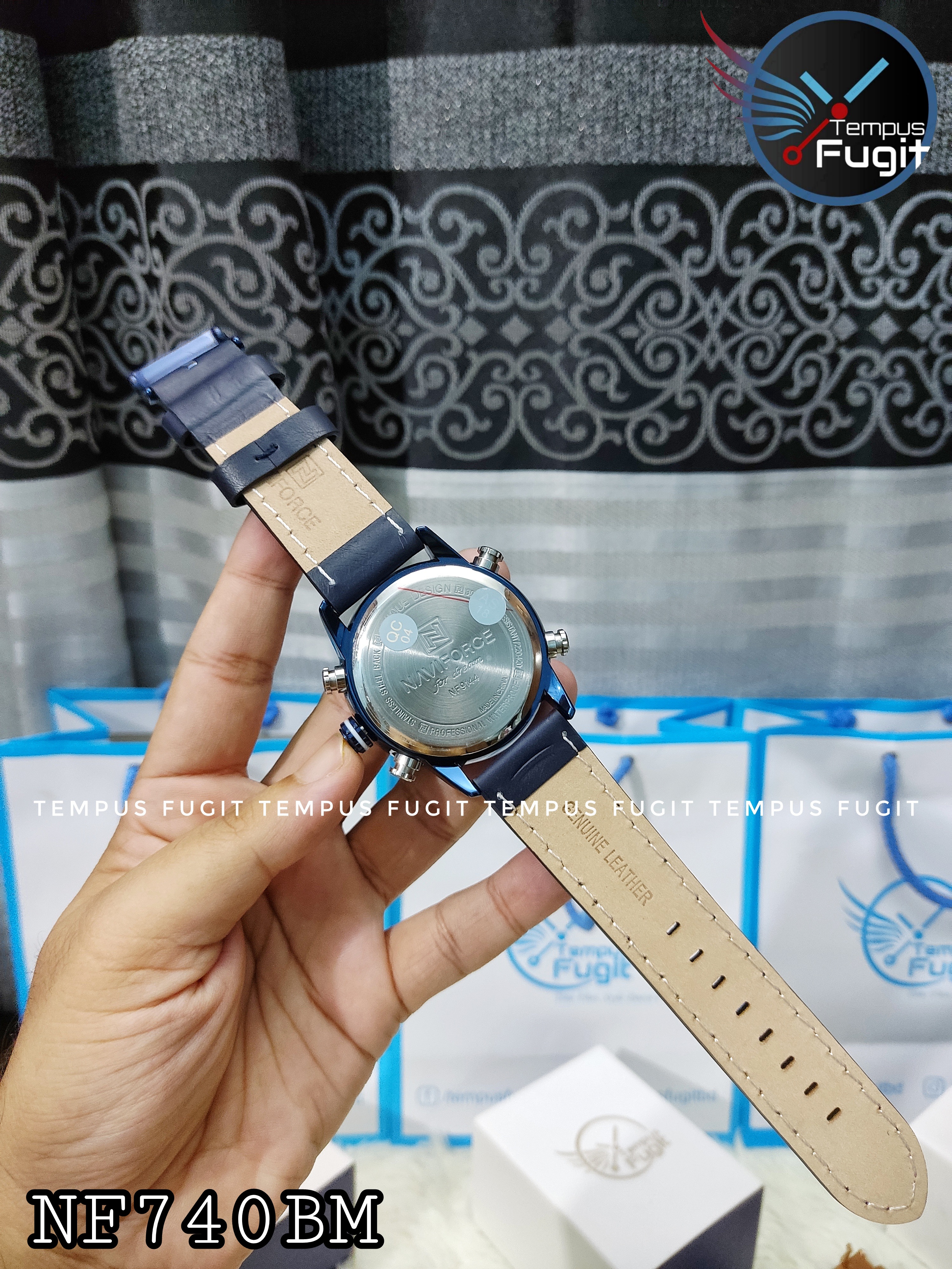 Naviforce 9144 Two Time Gents Belt Watch- Blue Dial - Blue Bezel- Blue Belt- TF Code NF740BM_img_8