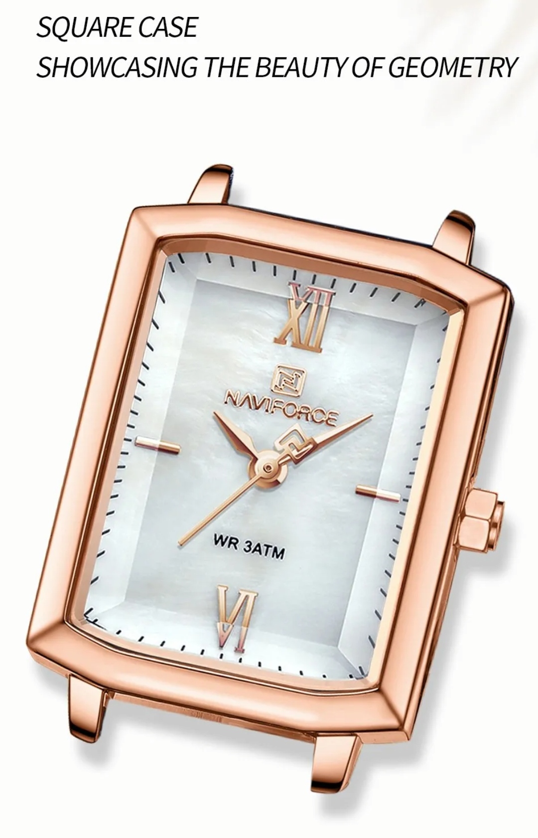 Naviforce 5039 Ladies Belt Watch- White Dial- Rose Golden Bezel- Blue Belt- TF Code NF832BF_img_4