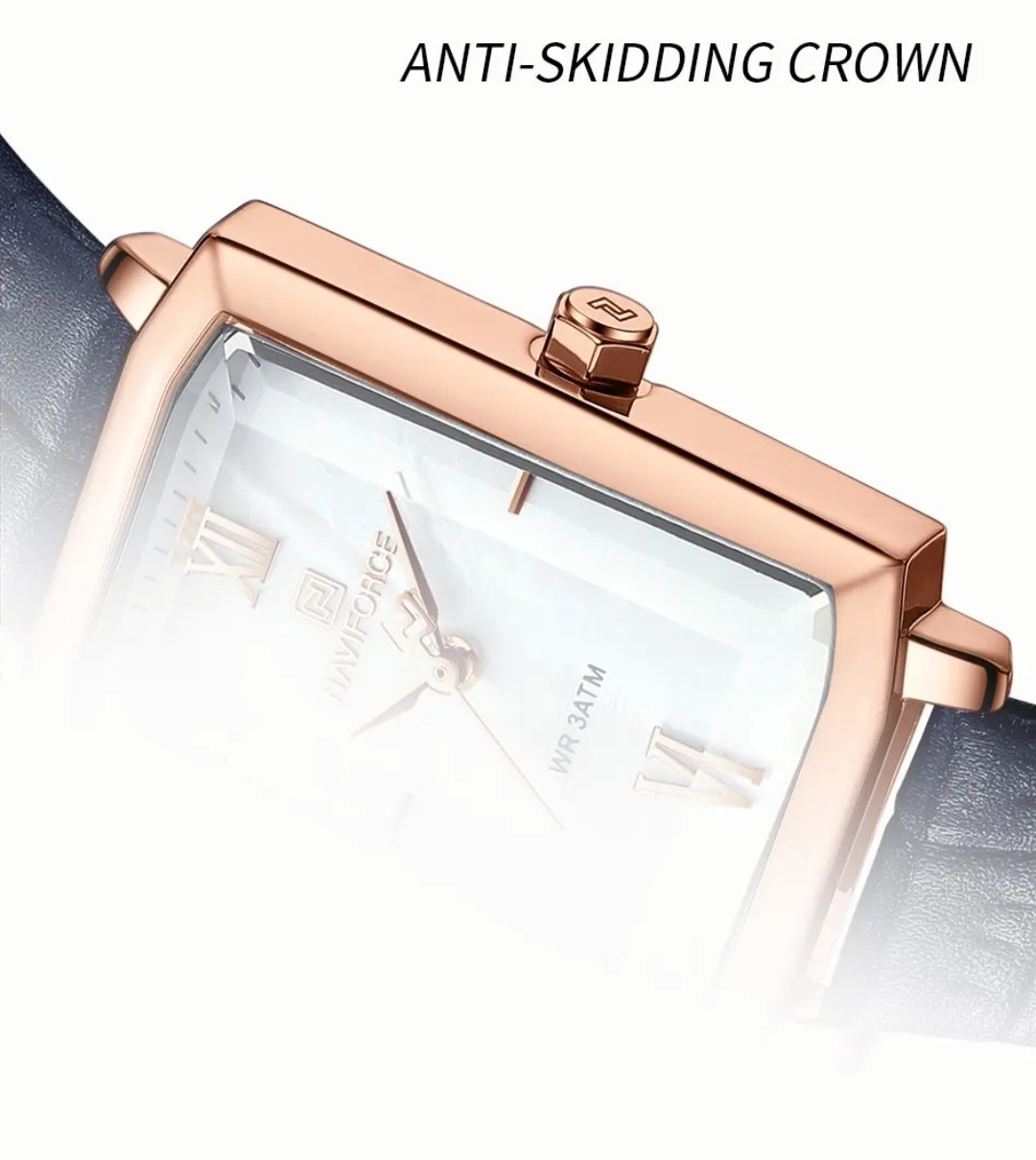 Naviforce 5039 Ladies Belt Watch- White Dial- Rose Golden Bezel- Blue Belt- TF Code NF832BF_img_7