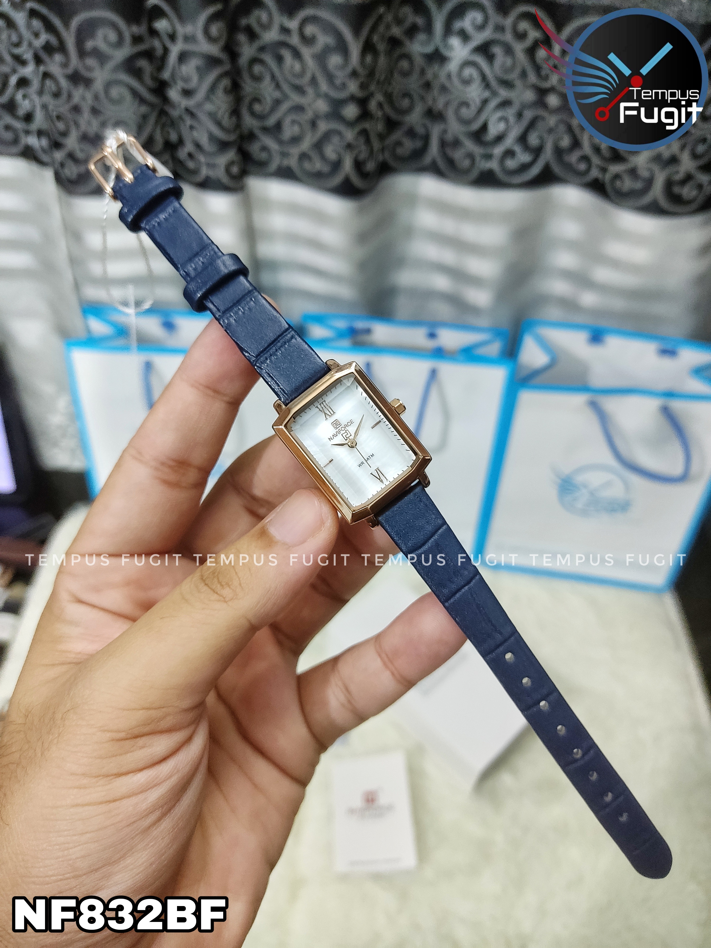 Naviforce 5039 Ladies Belt Watch- White Dial- Rose Golden Bezel- Blue Belt- TF Code NF832BF_img_10