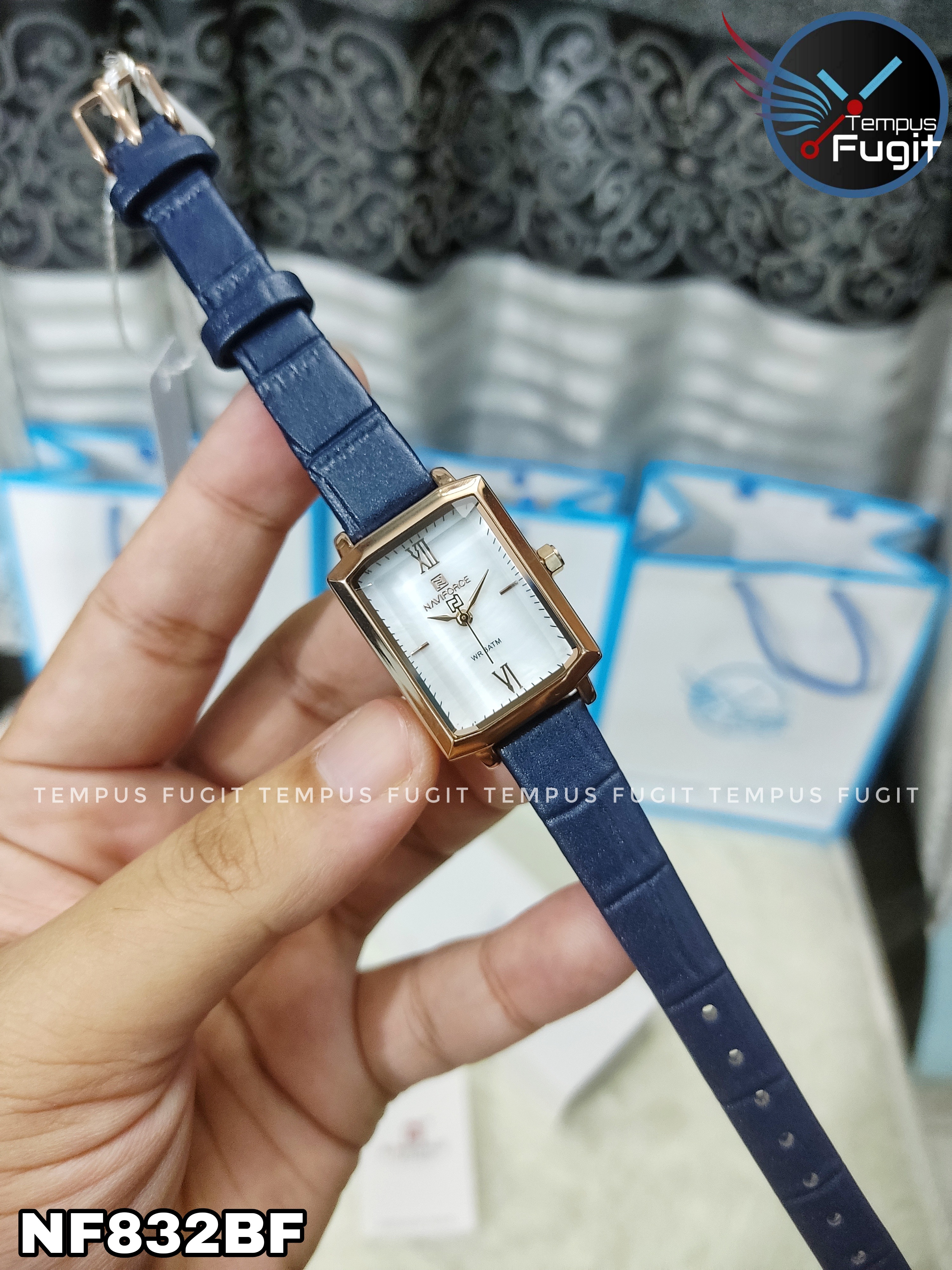 Naviforce 5039 Ladies Belt Watch- White Dial- Rose Golden Bezel- Blue Belt- TF Code NF832BF_img_11