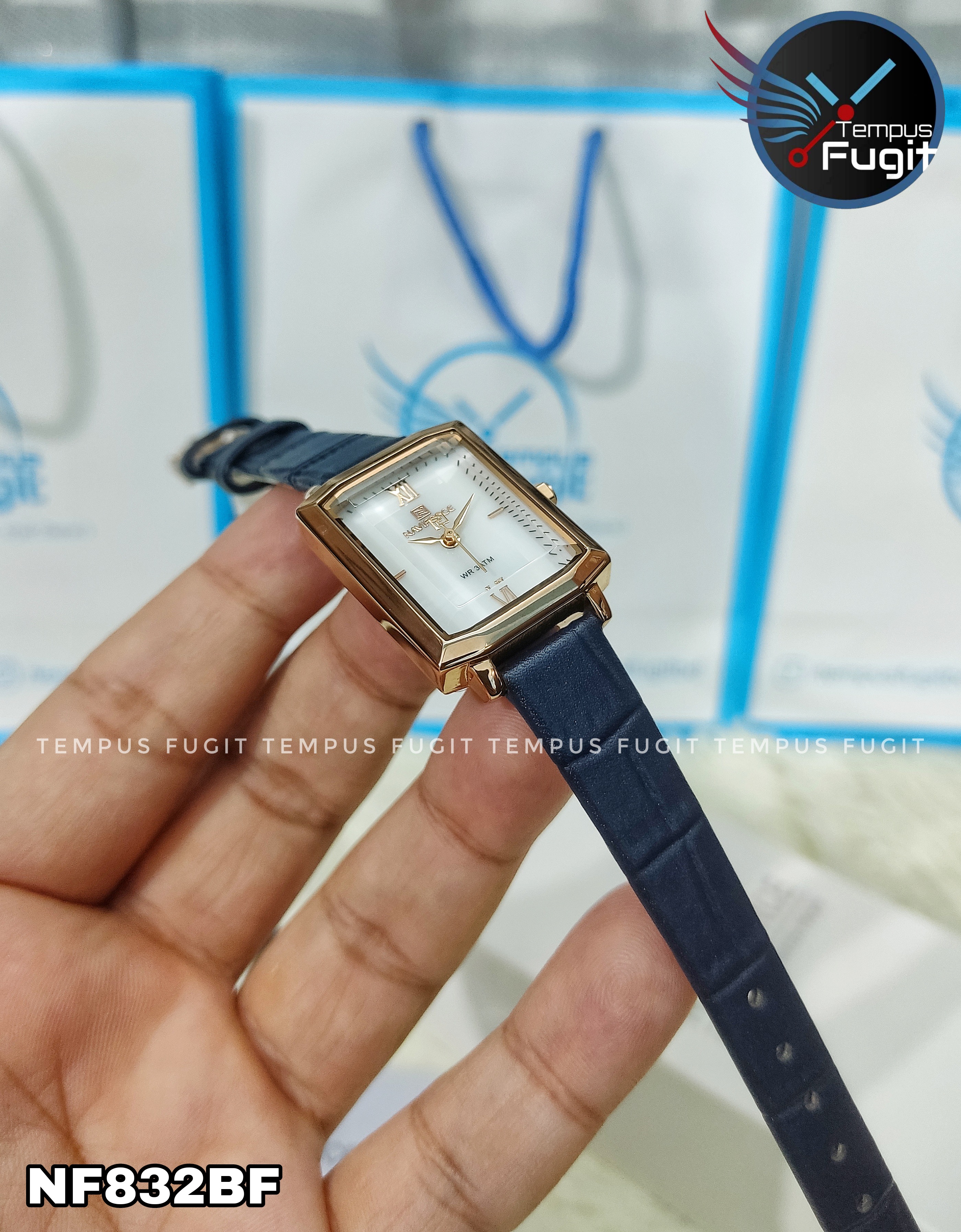 Naviforce 5039 Ladies Belt Watch- White Dial- Rose Golden Bezel- Blue Belt- TF Code NF832BF_img_12