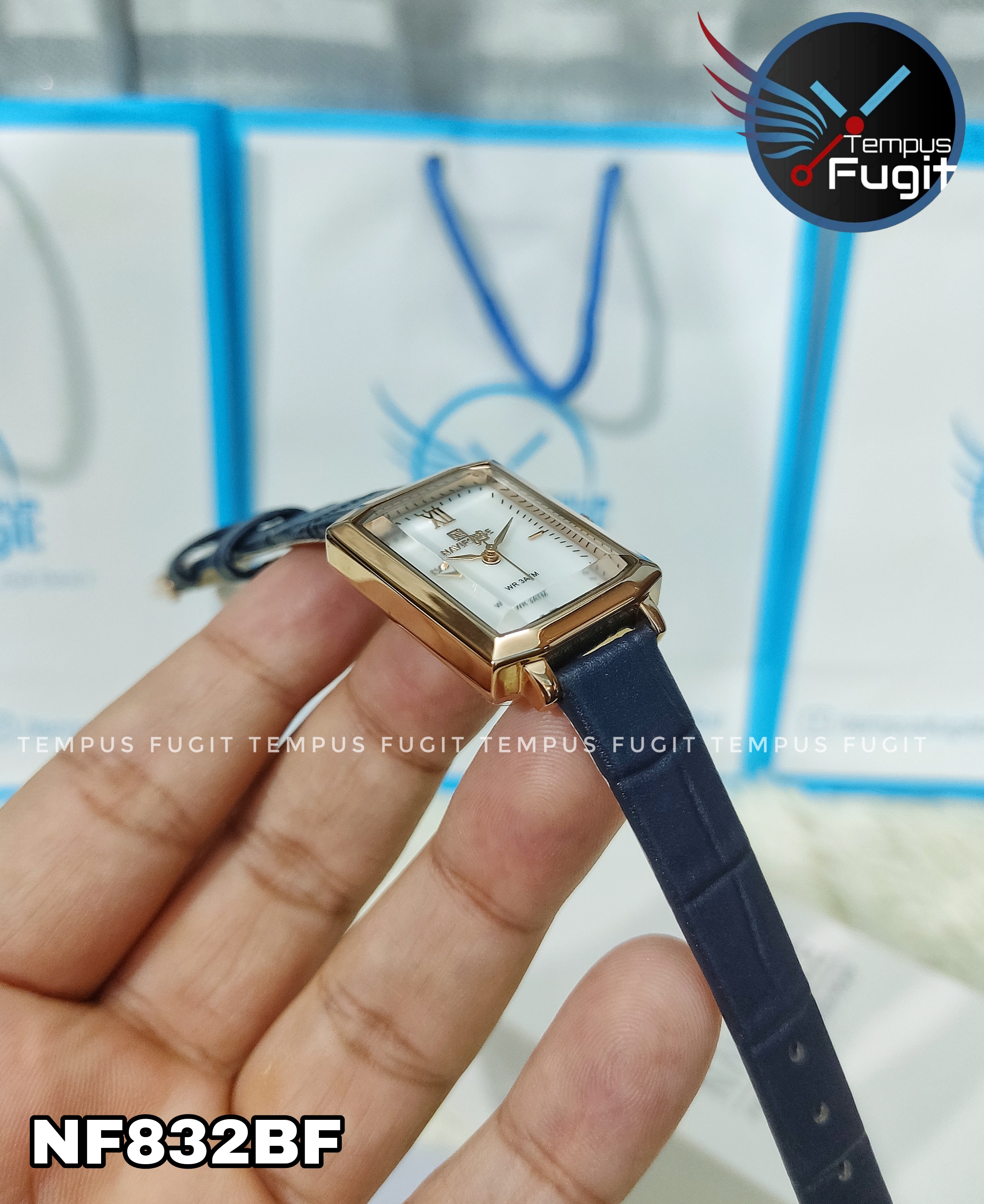 Naviforce 5039 Ladies Belt Watch- White Dial- Rose Golden Bezel- Blue Belt- TF Code NF832BF_img_13