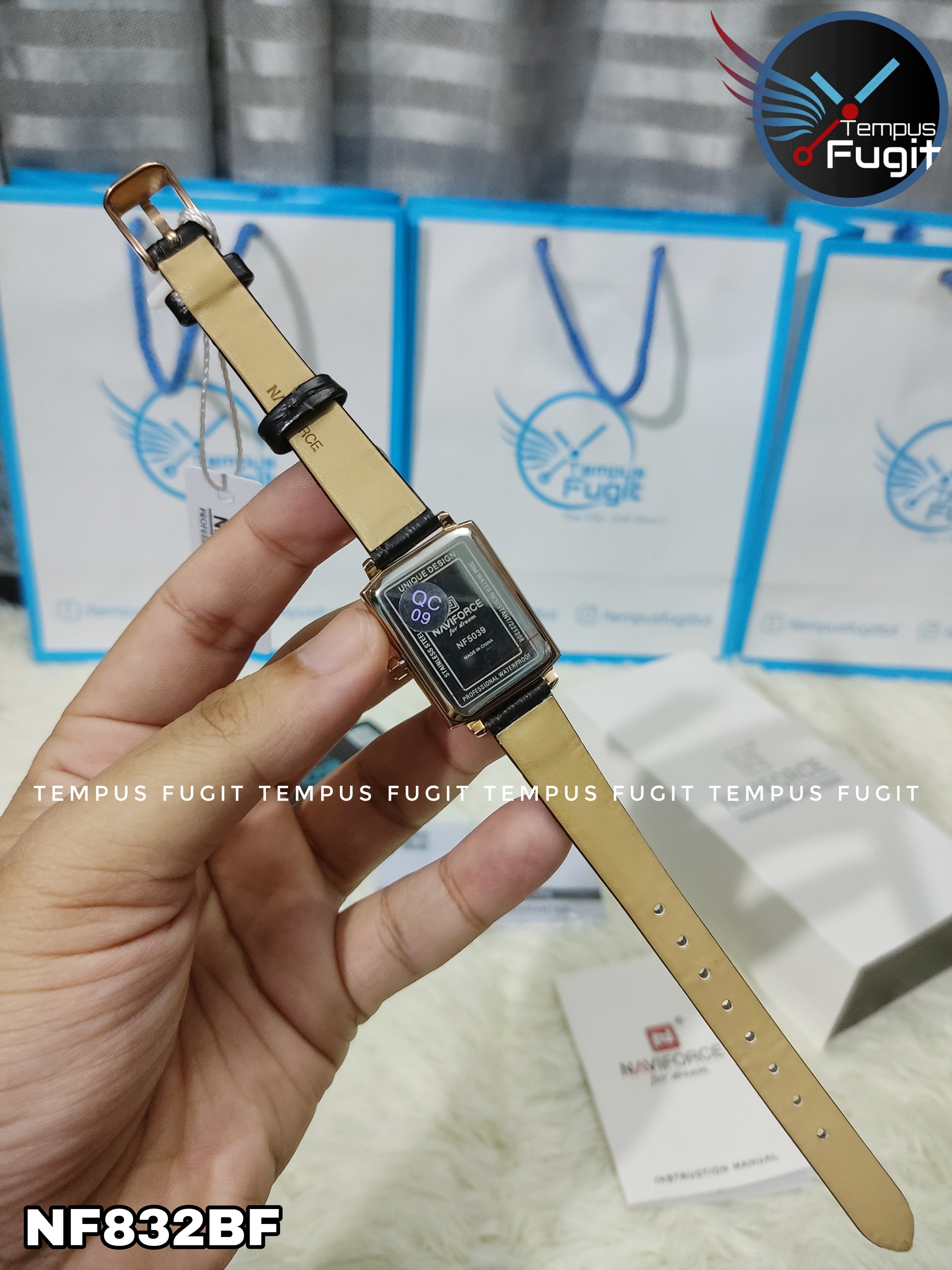 Naviforce 5039 Ladies Belt Watch- White Dial- Rose Golden Bezel- Blue Belt- TF Code NF832BF_img_15