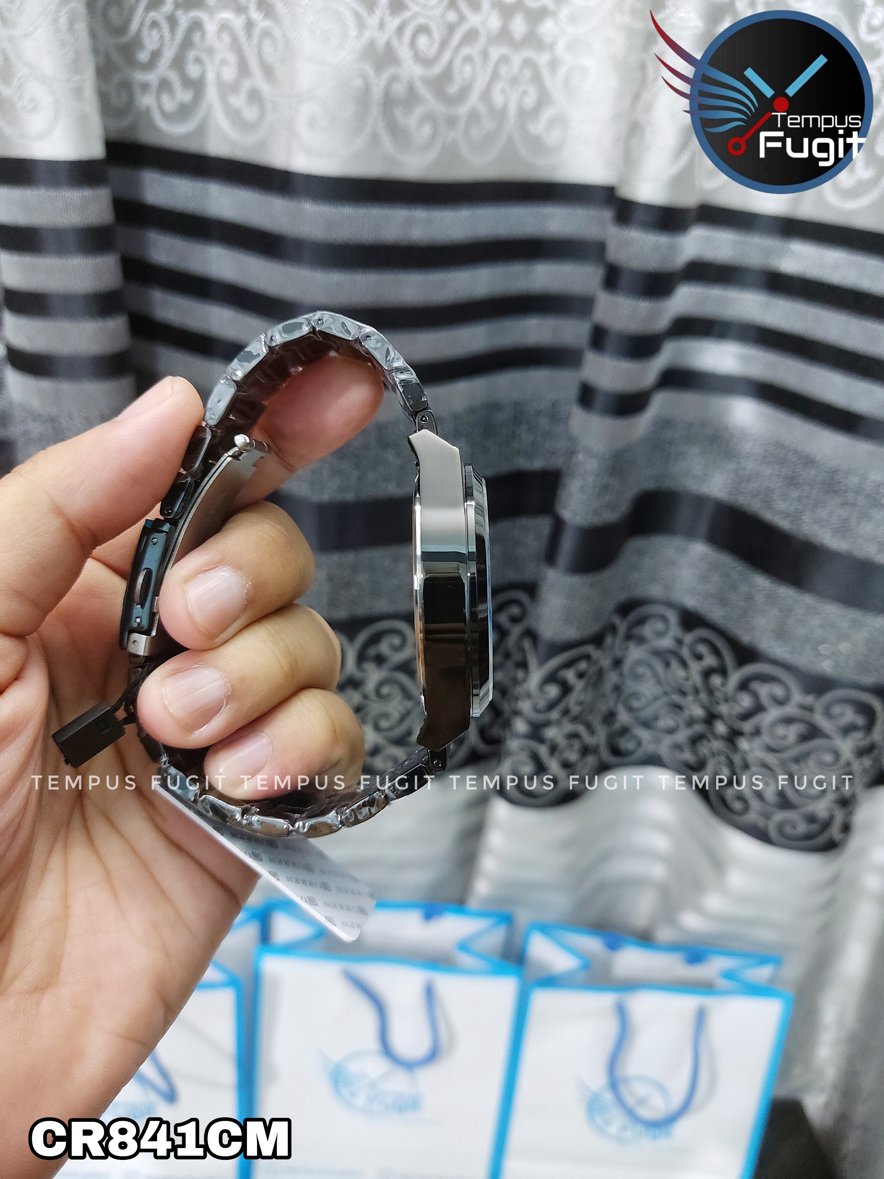 Curren 8407 Gents Chain Watch- Black Dial with Rose Golden Markings- Black Bezel- Black Chain- TF Code CR841CM_img_15