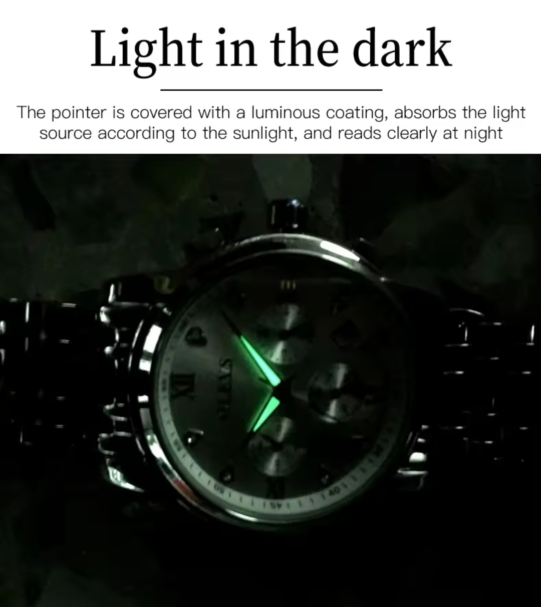 OLEVS 2858 Gents Chronograph Chain Watch- Silver Dial- Golden Bezel- Silver+Golden Chain -TF Code- OL654CM_img_5