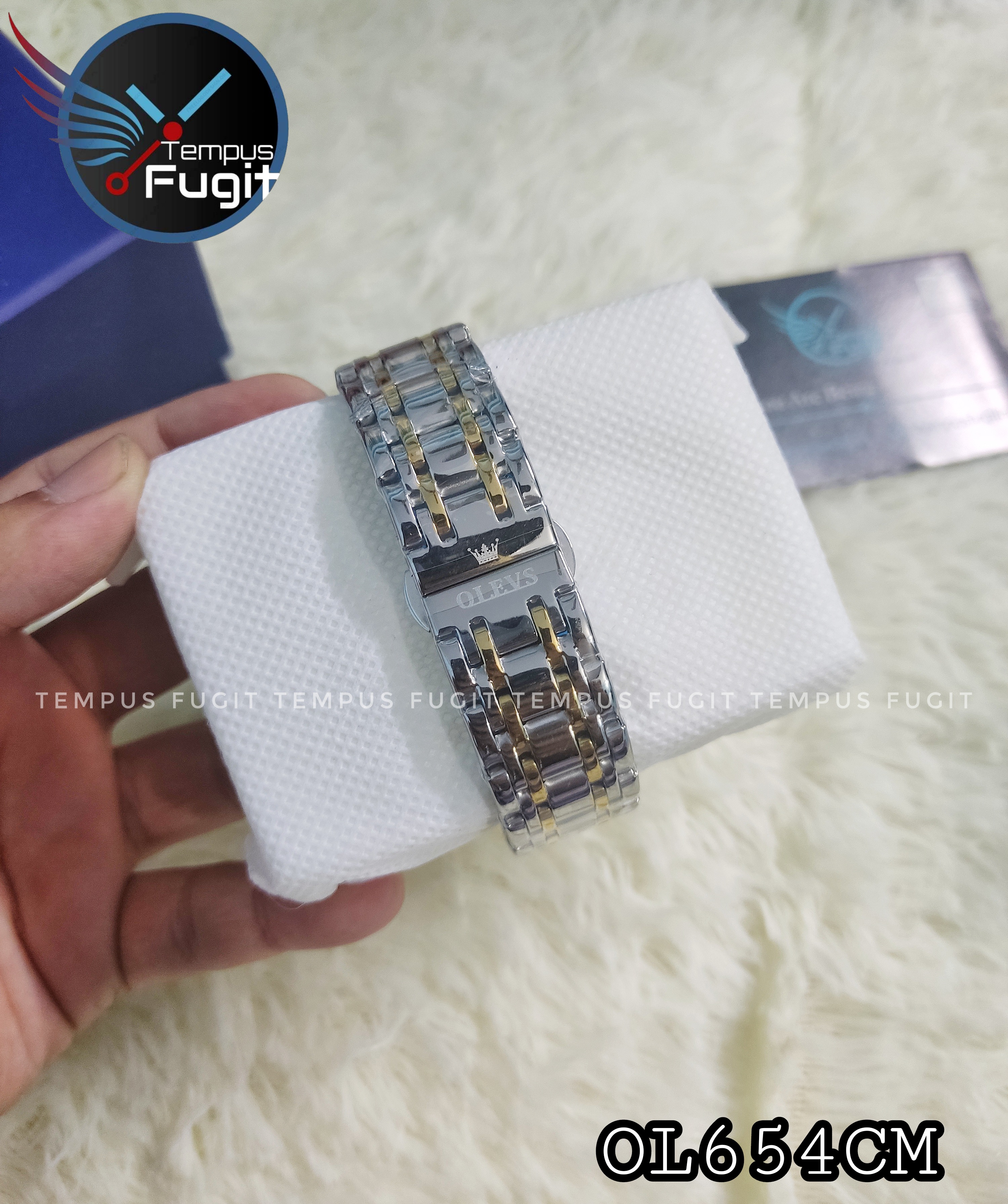 OLEVS 2858 Gents Chronograph Chain Watch- Silver Dial- Golden Bezel- Silver+Golden Chain -TF Code- OL654CM_img_11