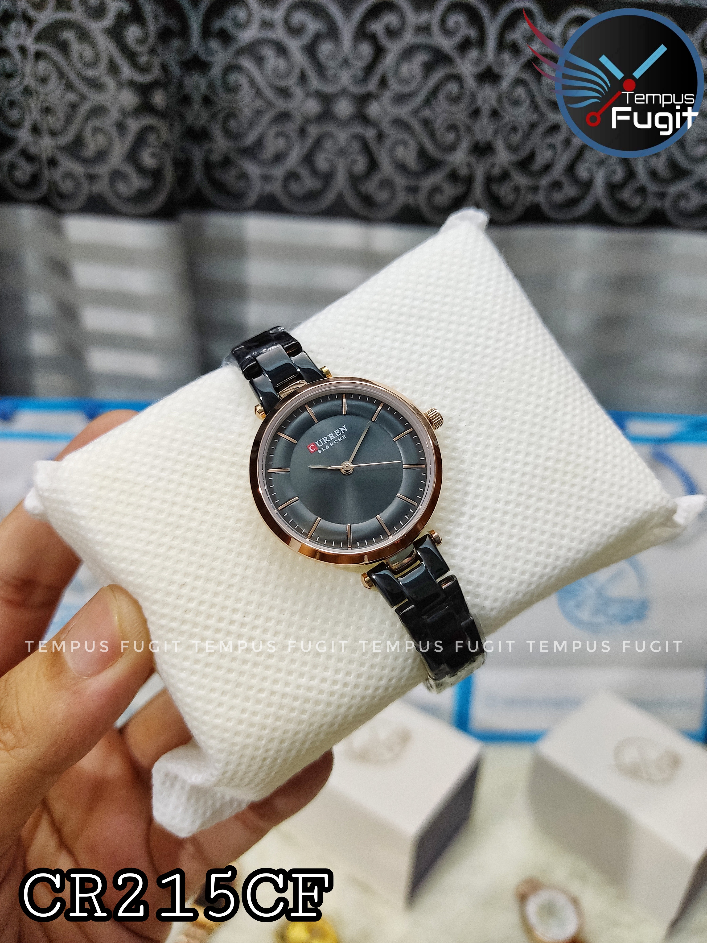 Curren 9054 Ladies Chain Watch- Black Dial- Rose Golden Bezel- Black Chain- TF Code CR215CF_img_4