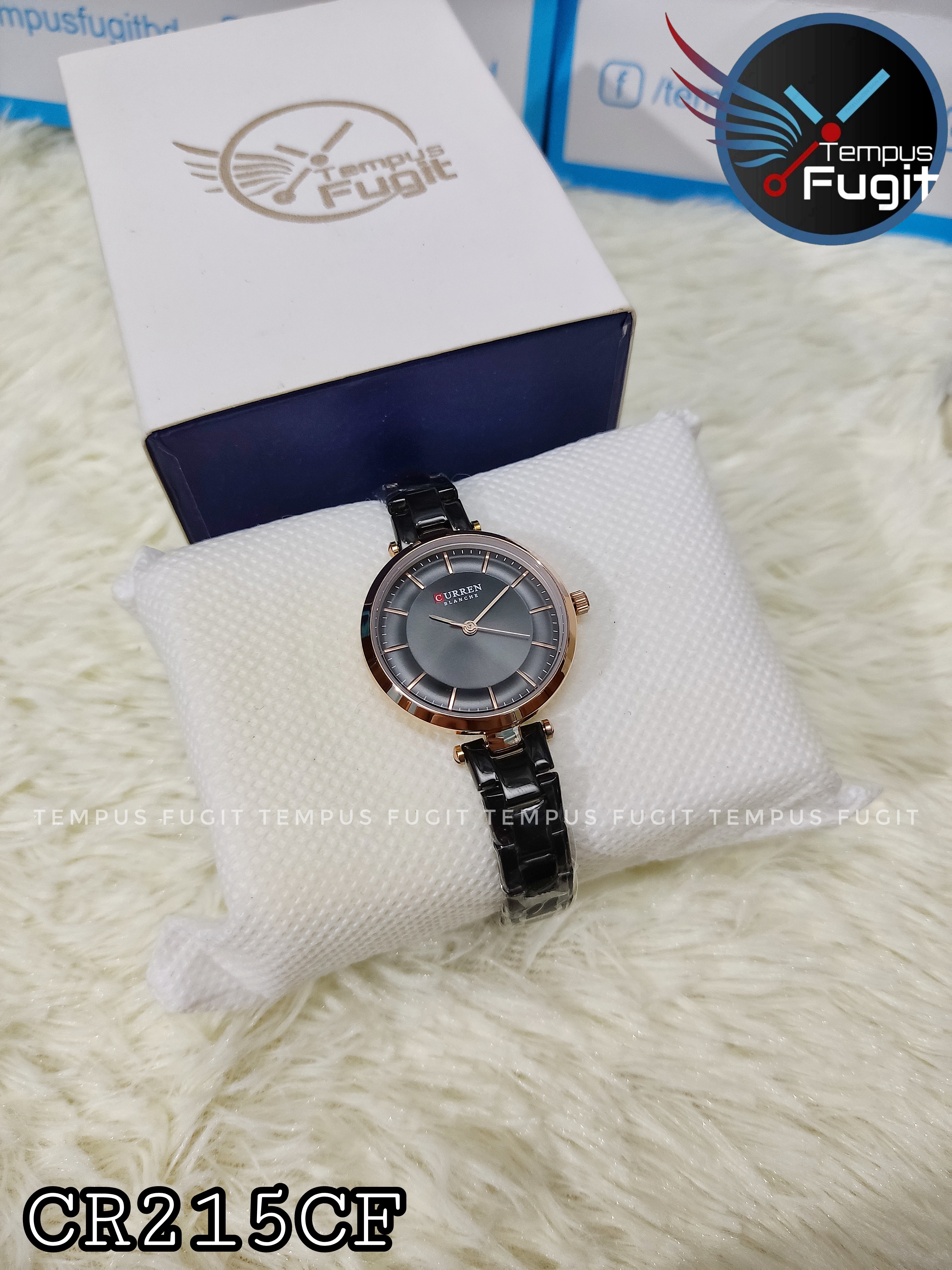 Curren 9054 Ladies Chain Watch- Black Dial- Rose Golden Bezel- Black Chain- TF Code CR215CF_img_5