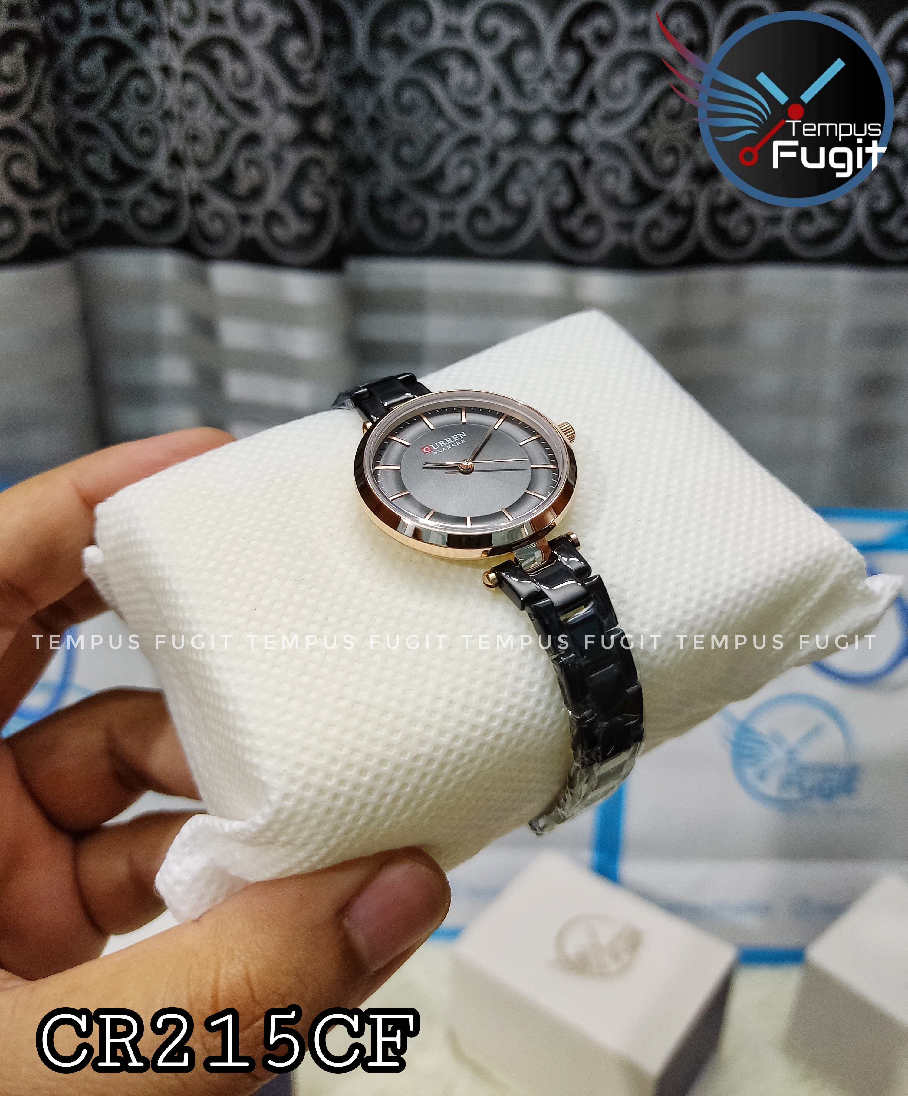 Curren 9054 Ladies Chain Watch- Black Dial- Rose Golden Bezel- Black Chain- TF Code CR215CF_img_6