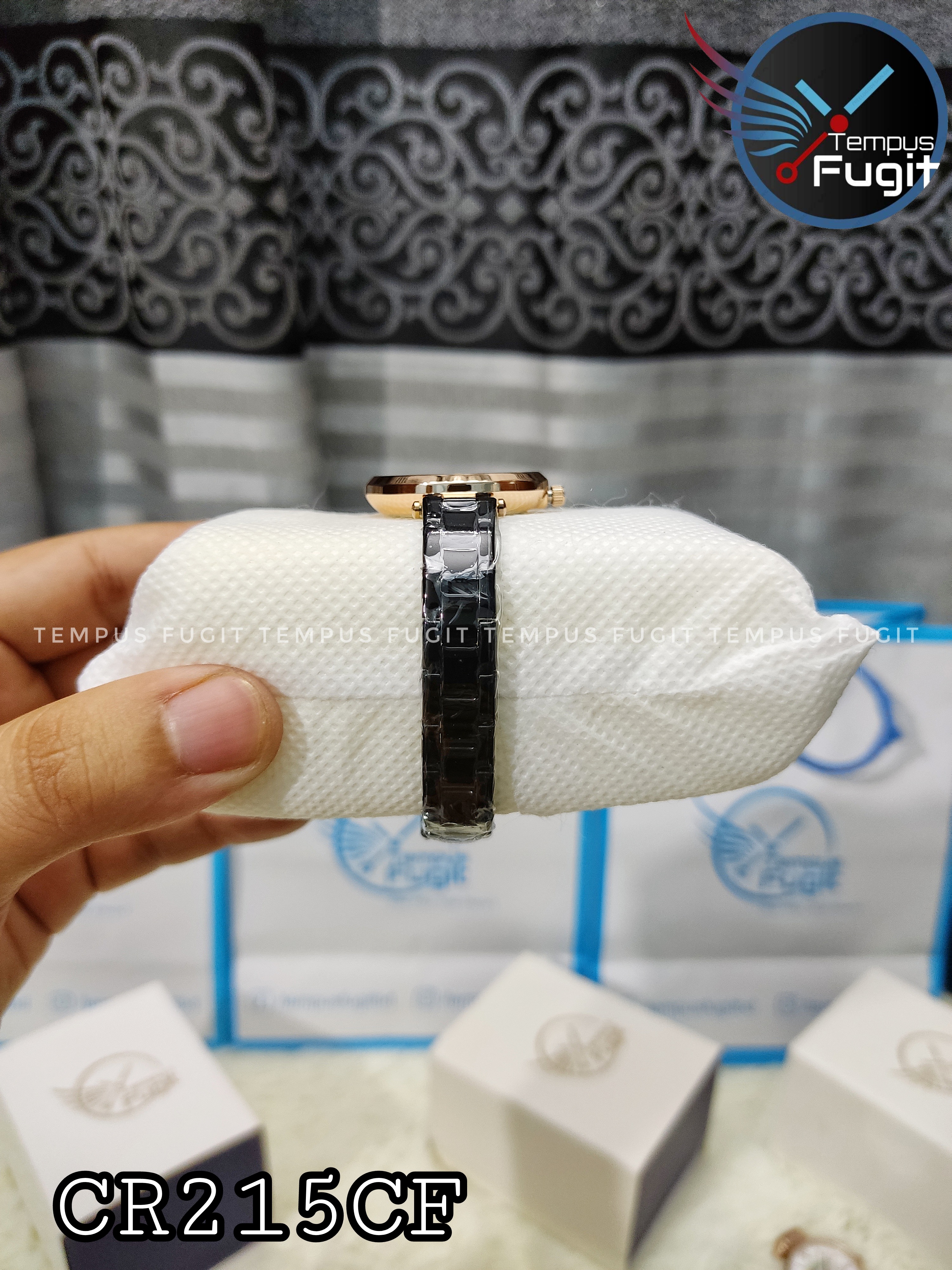 Curren 9054 Ladies Chain Watch- Black Dial- Rose Golden Bezel- Black Chain- TF Code CR215CF_img_8