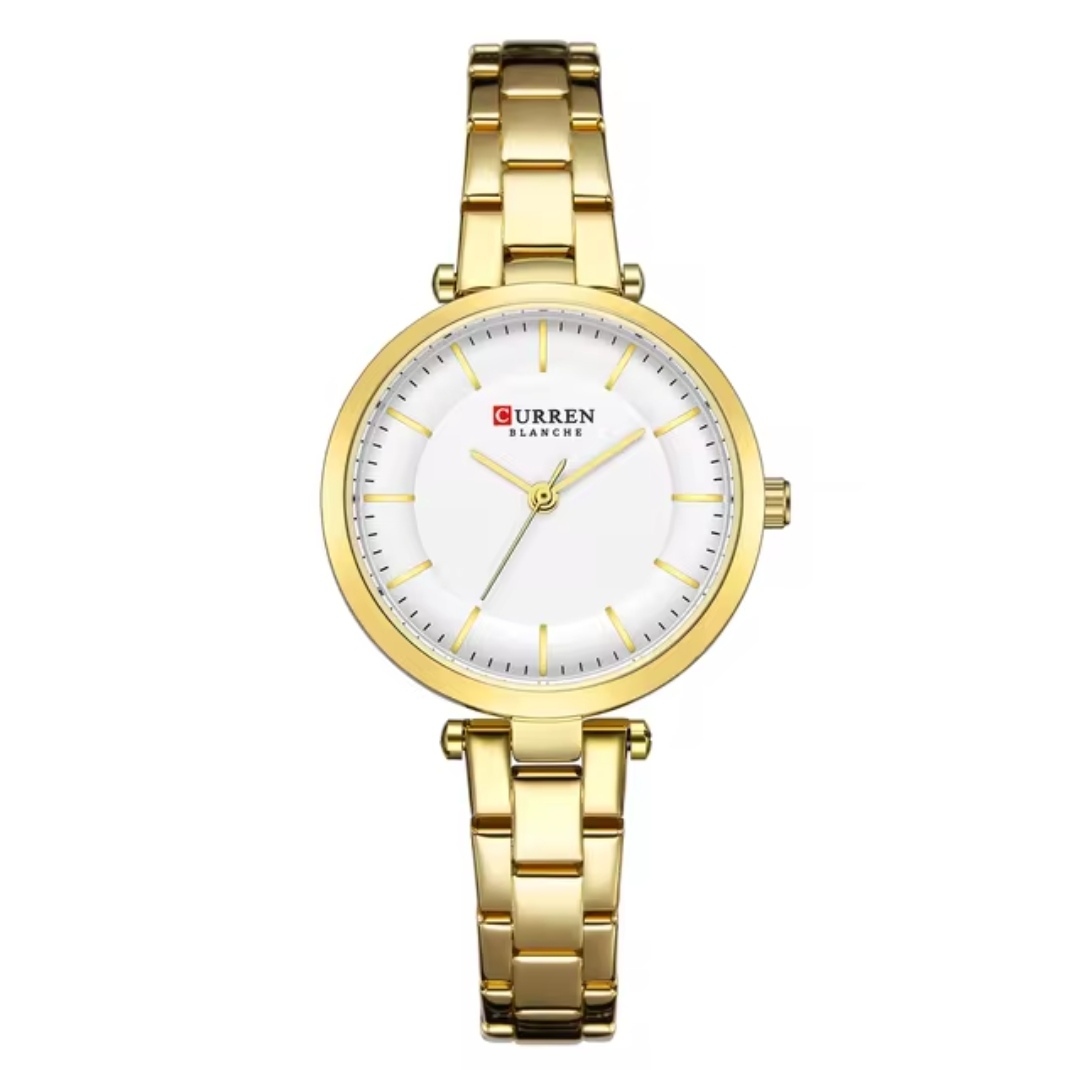 Curren 9054 Ladies Chain Watch- White Dial- Golden Bezel- Golden Chain- TF Code CR552CF_img_0