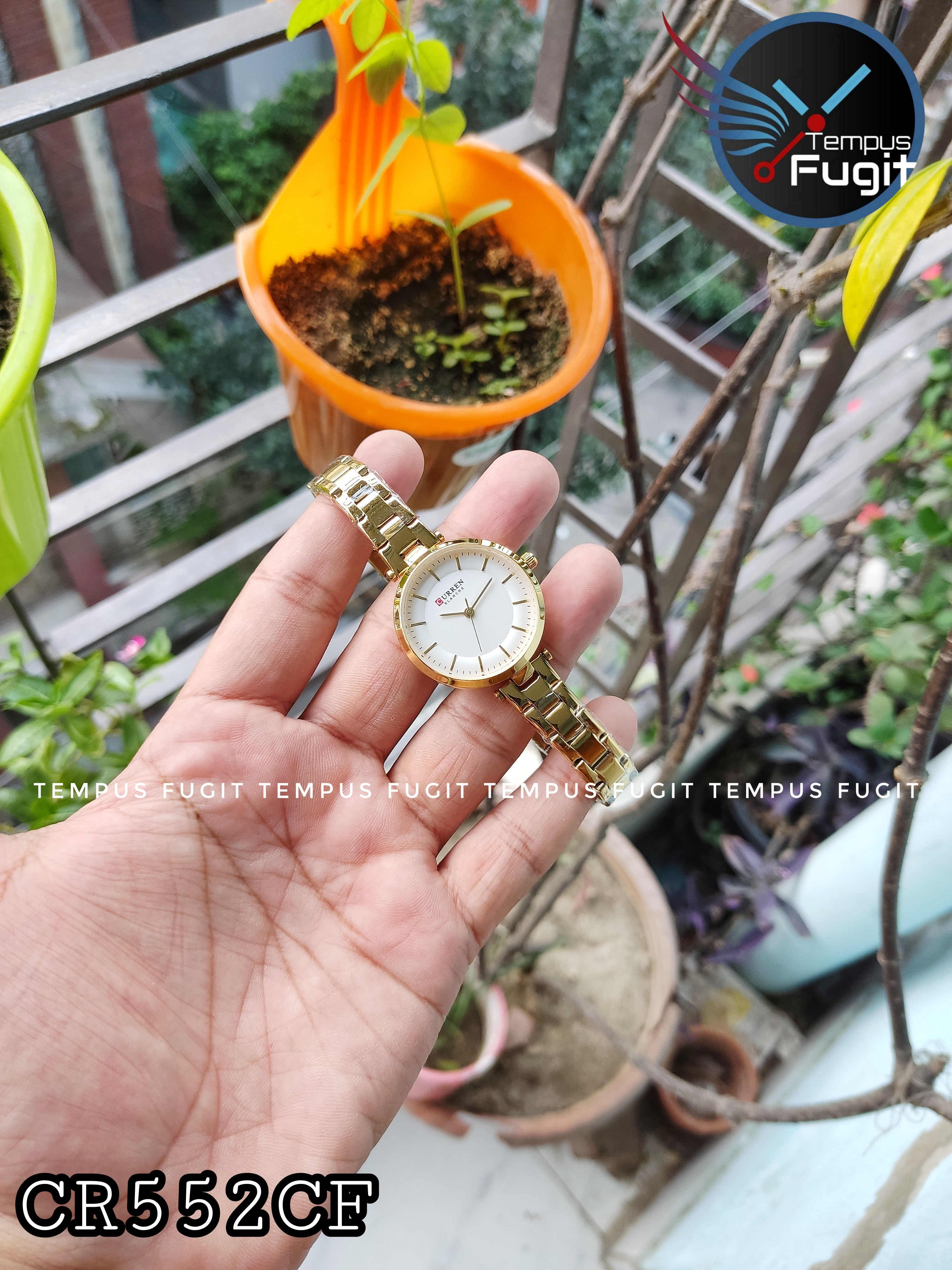 Curren 9054 Ladies Chain Watch- White Dial- Golden Bezel- Golden Chain- TF Code CR552CF_img_2