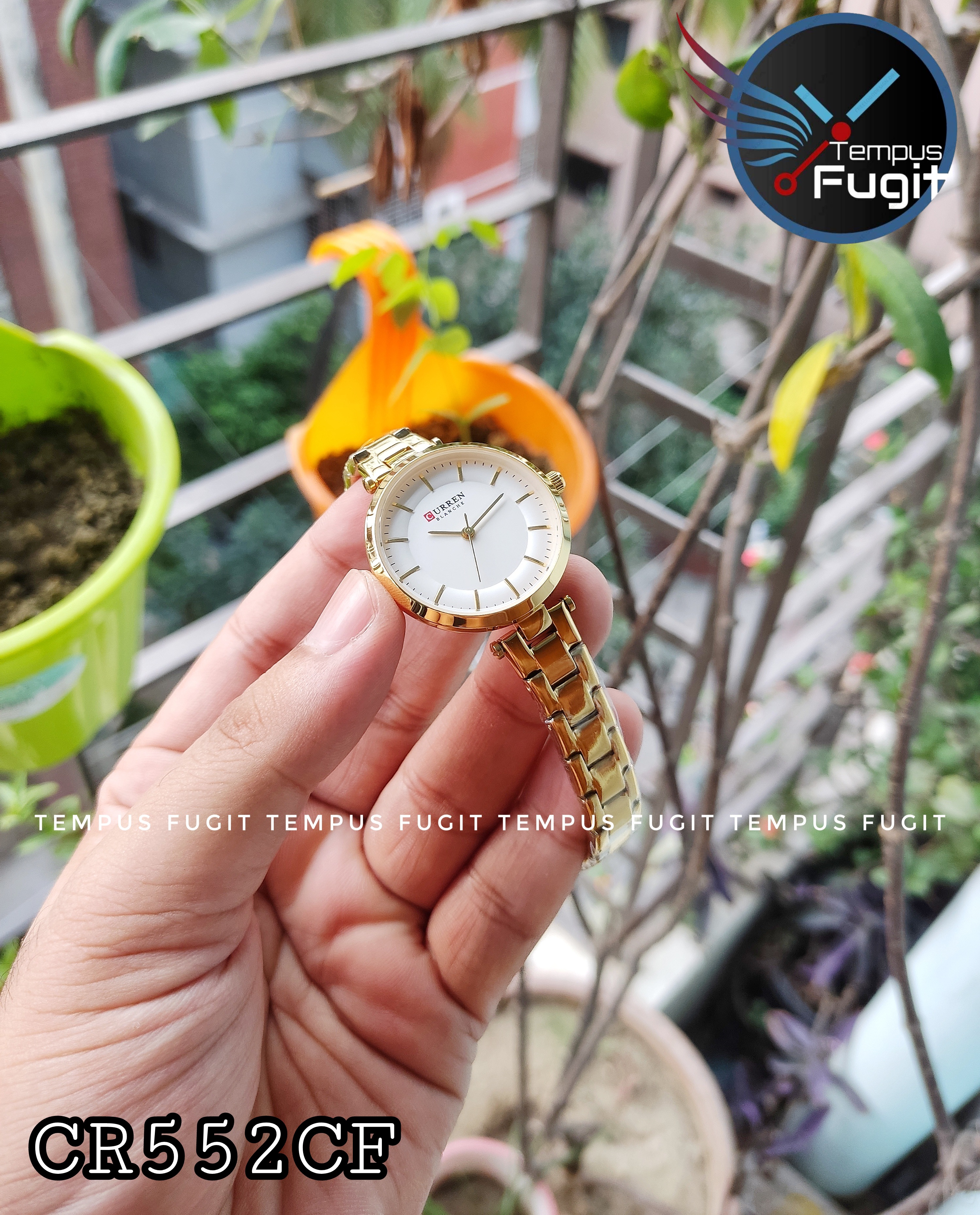 Curren 9054 Ladies Chain Watch- White Dial- Golden Bezel- Golden Chain- TF Code CR552CF_img_4