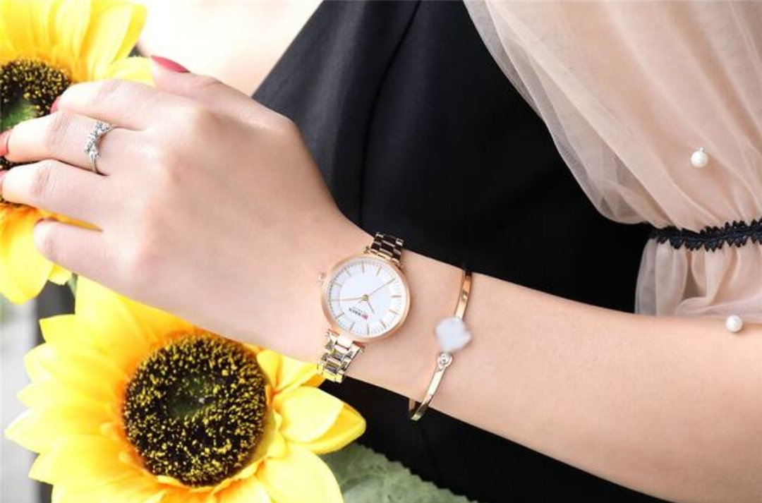 Curren 9054 Ladies Chain Watch- White Dial- Rose Golden Bezel- Rose Golden Chain- TF Code CR214CF_img_2
