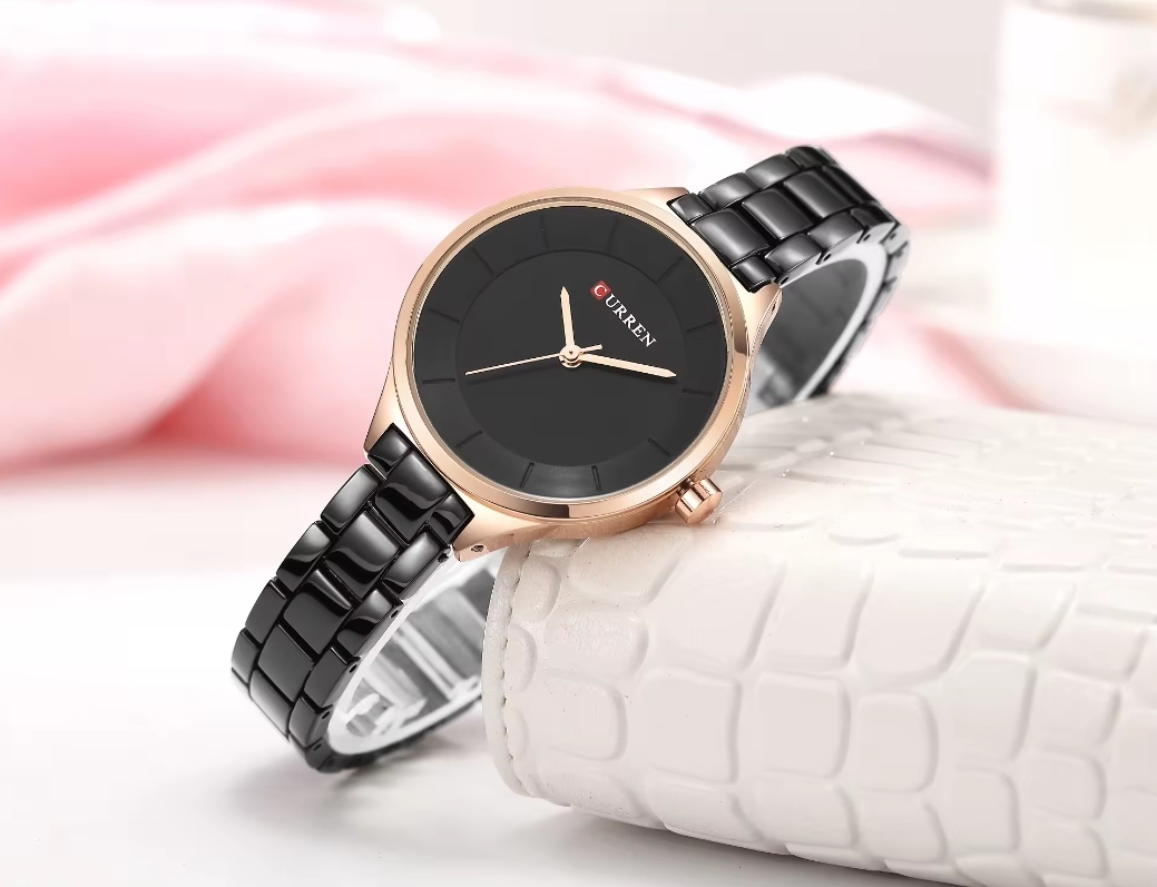 Curren 9015 Ladies Chain Watch- Black Dial- Rose Golden Bezel- Black Chain- TF Code CR132CF_img_1