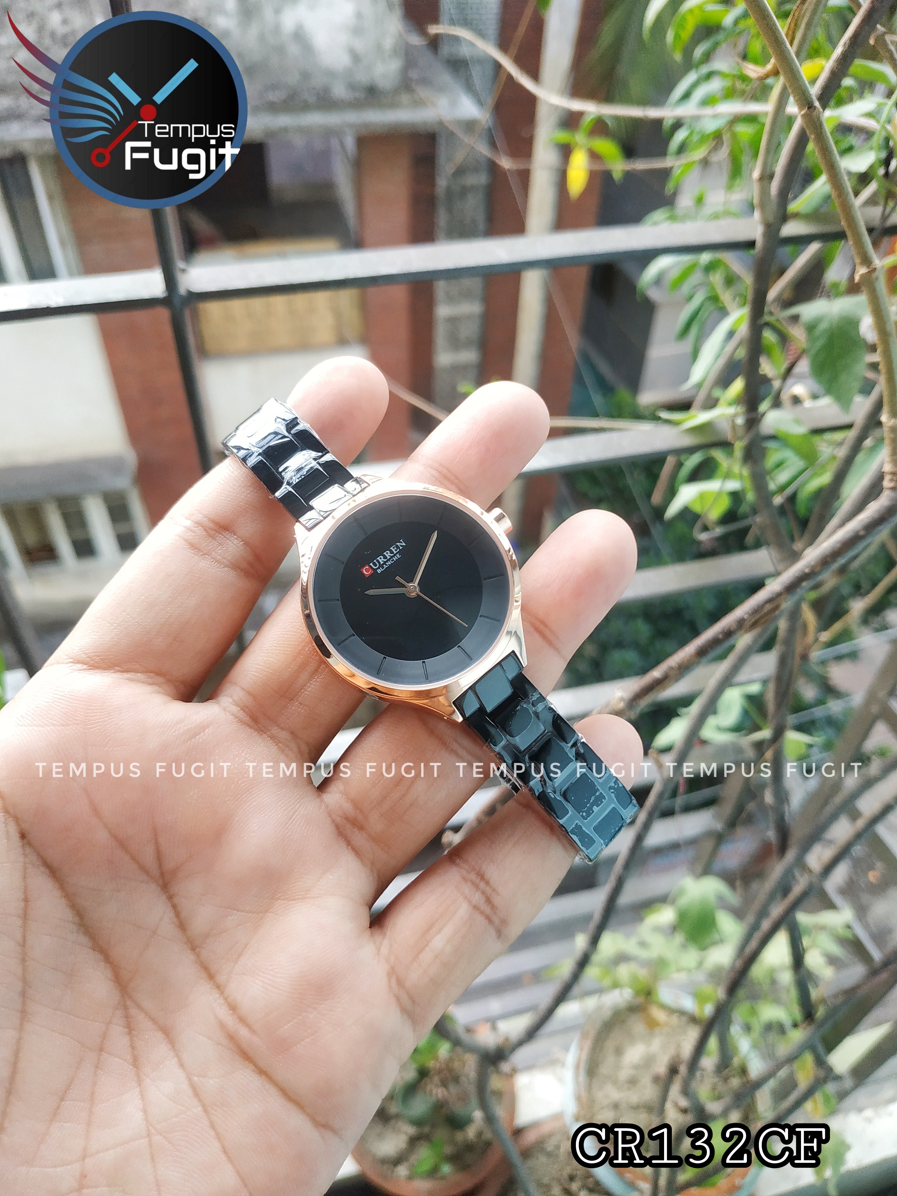 Curren 9015 Ladies Chain Watch- Black Dial- Rose Golden Bezel- Black Chain- TF Code CR132CF_img_2