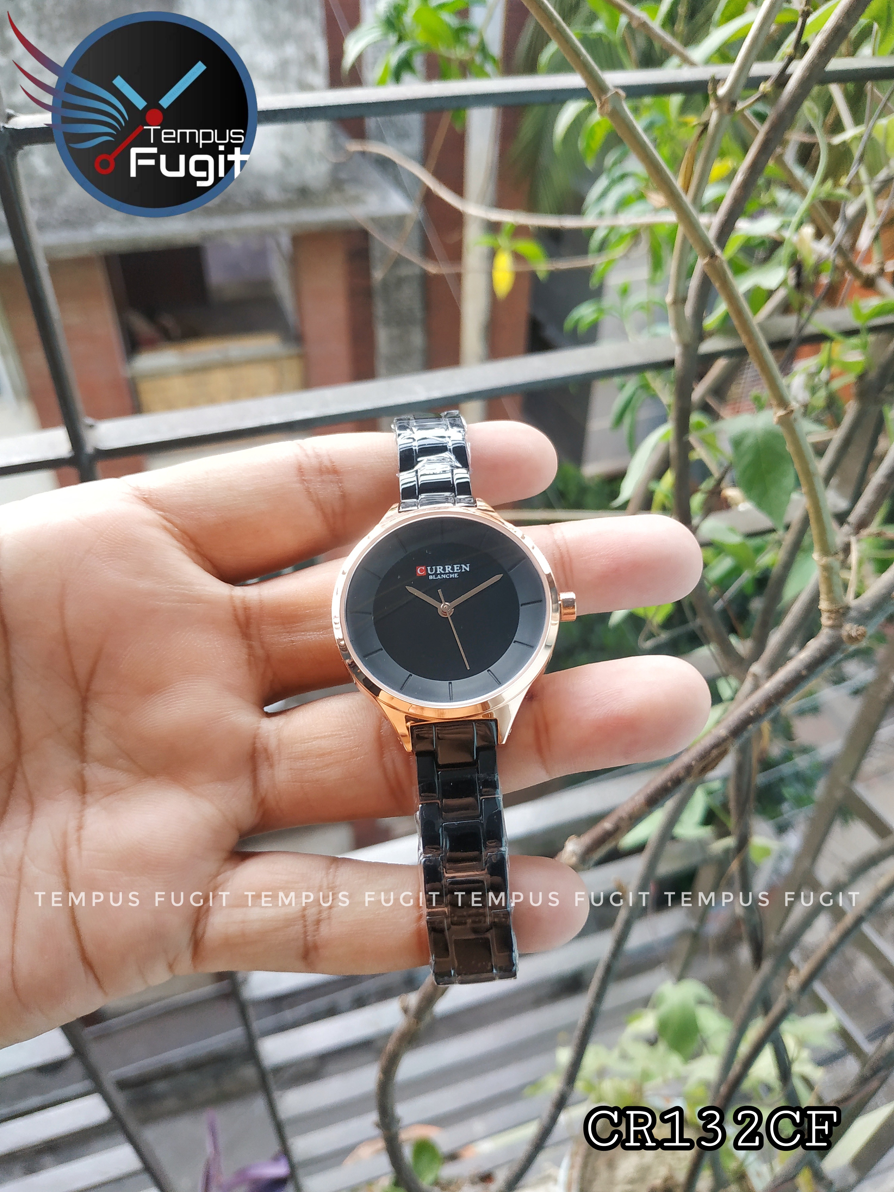 Curren 9015 Ladies Chain Watch- Black Dial- Rose Golden Bezel- Black Chain- TF Code CR132CF_img_3