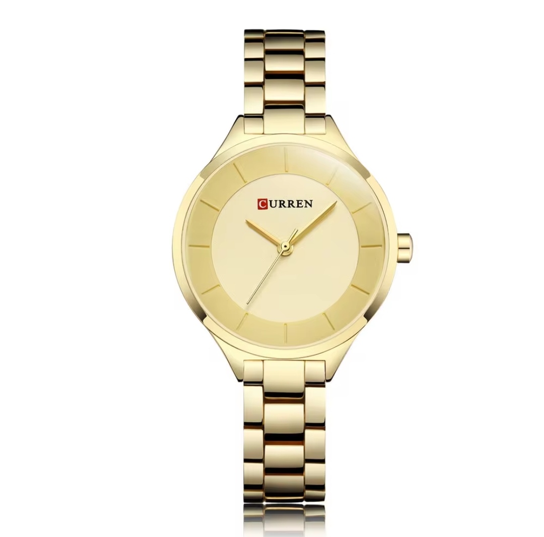 Curren 9015 Ladies Chain Watch- Golden Dial- Golden Bezel- Golden Chain- TF Code CR588CF_img_0