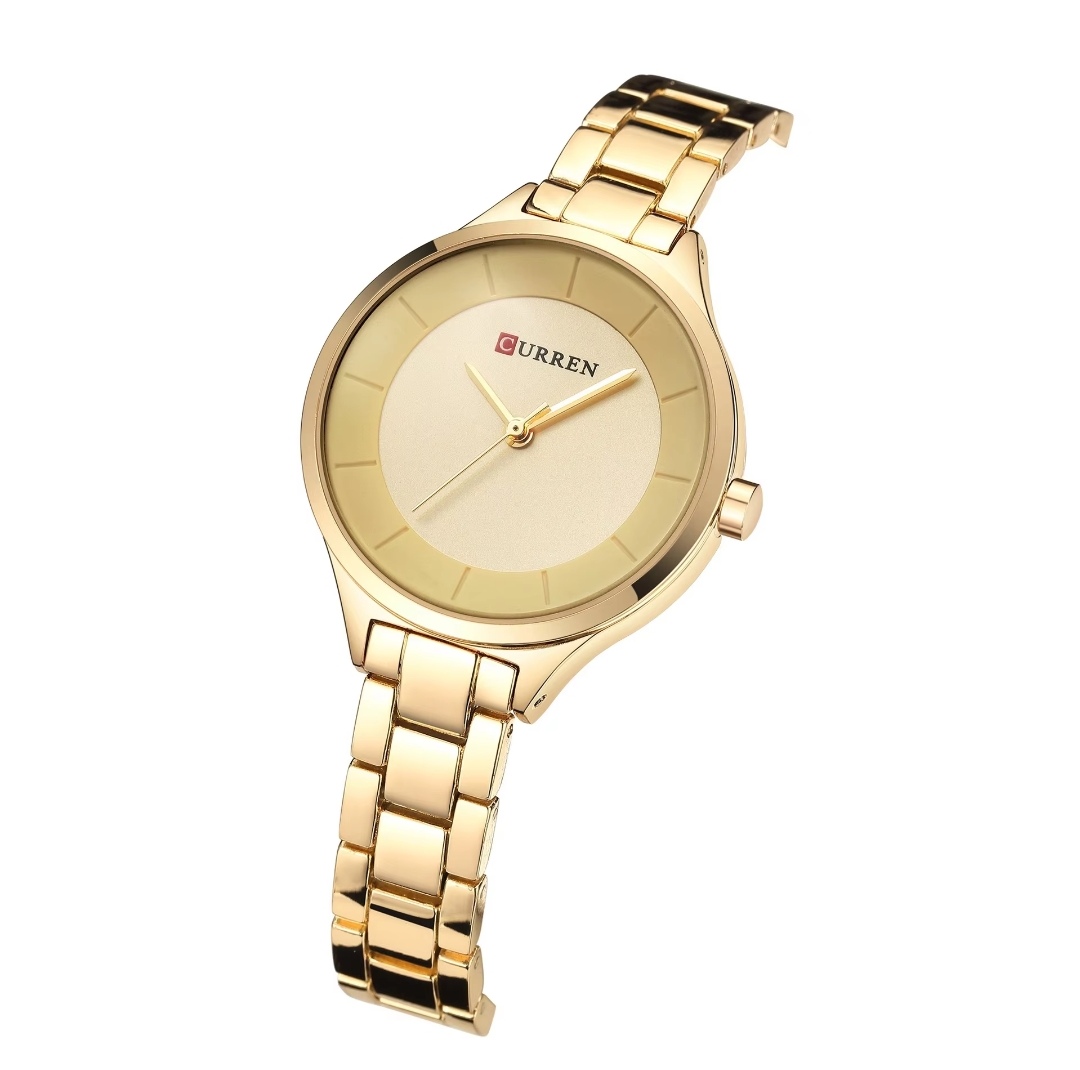 Curren 9015 Ladies Chain Watch- Golden Dial- Golden Bezel- Golden Chain- TF Code CR588CF_img_1