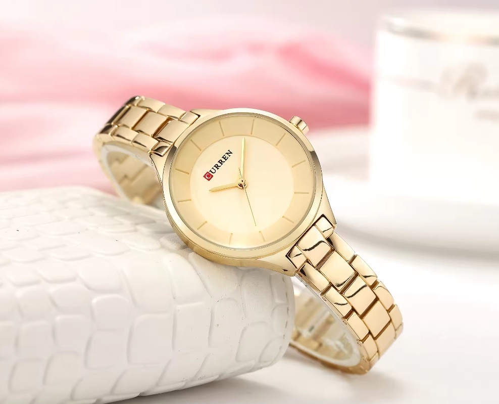 Curren 9015 Ladies Chain Watch- Golden Dial- Golden Bezel- Golden Chain- TF Code CR588CF_img_2