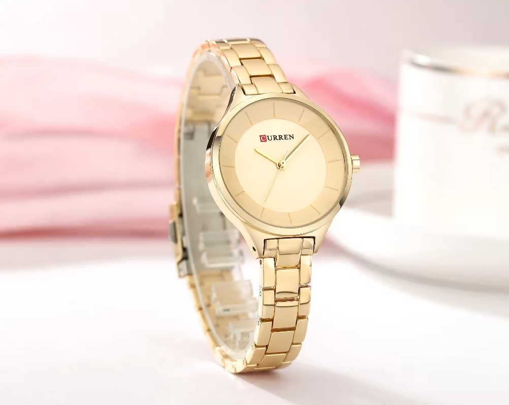 Curren 9015 Ladies Chain Watch- Golden Dial- Golden Bezel- Golden Chain- TF Code CR588CF_img_3