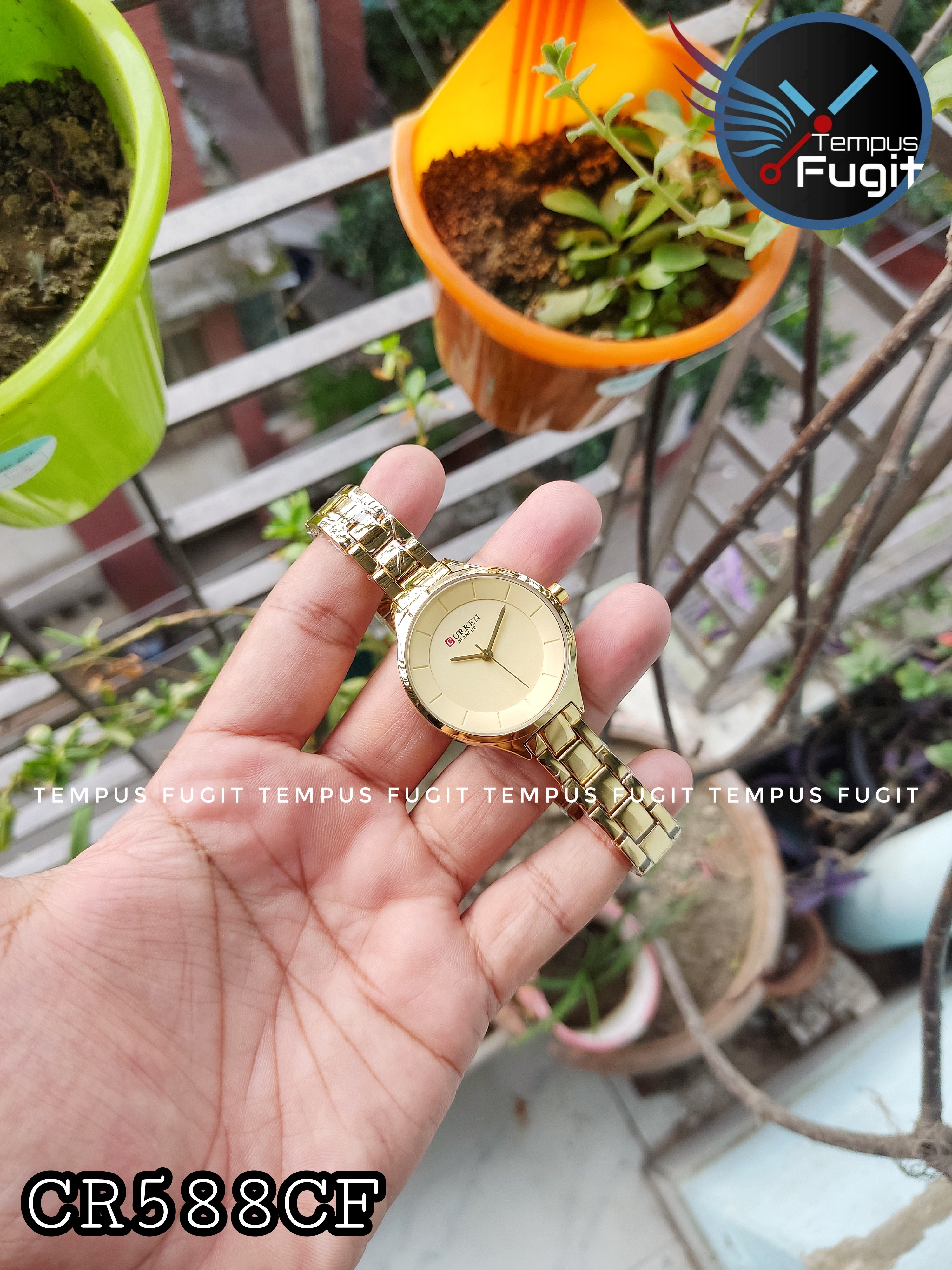 Curren 9015 Ladies Chain Watch- Golden Dial- Golden Bezel- Golden Chain- TF Code CR588CF_img_5