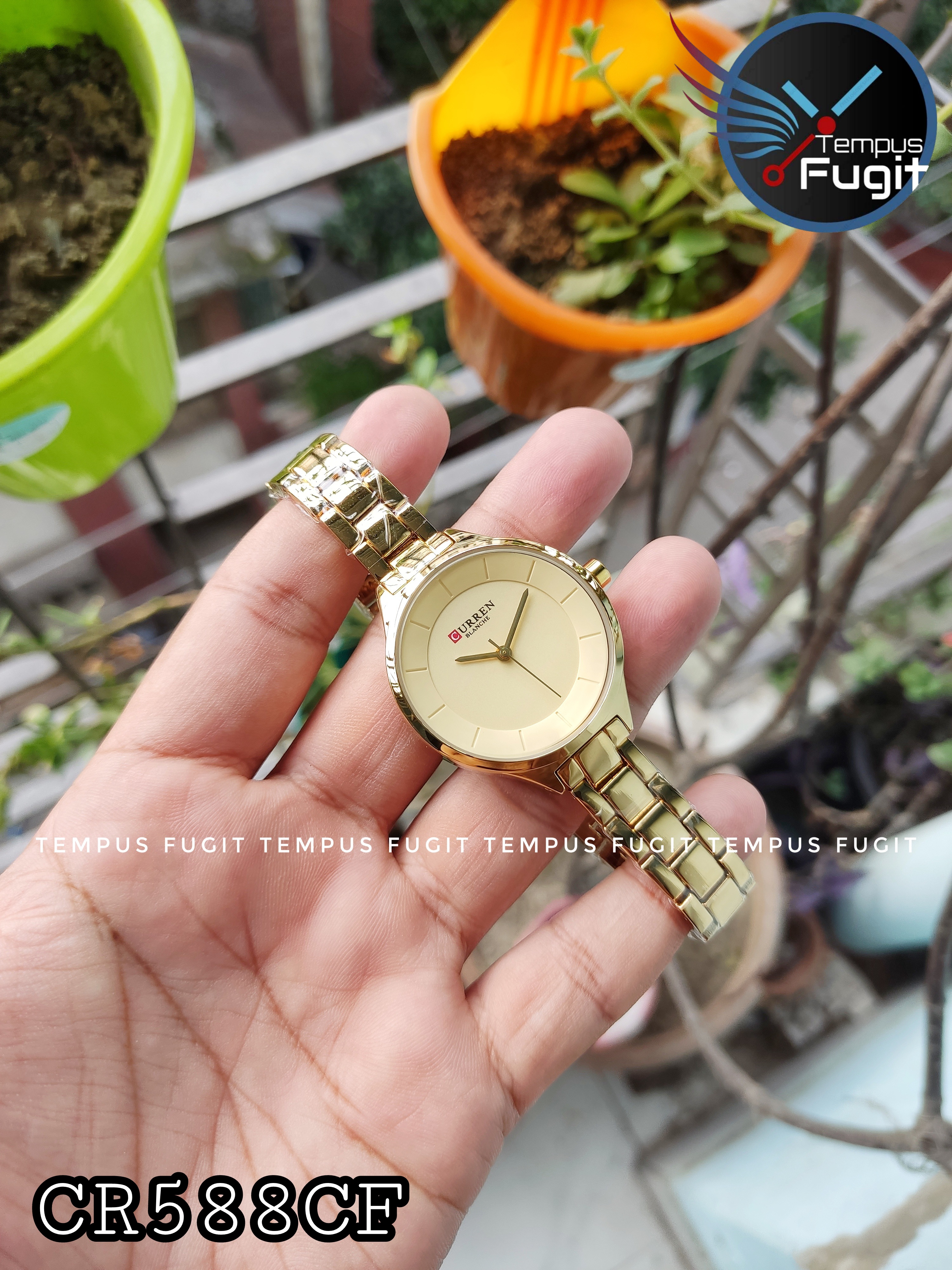 Curren 9015 Ladies Chain Watch- Golden Dial- Golden Bezel- Golden Chain- TF Code CR588CF_img_6