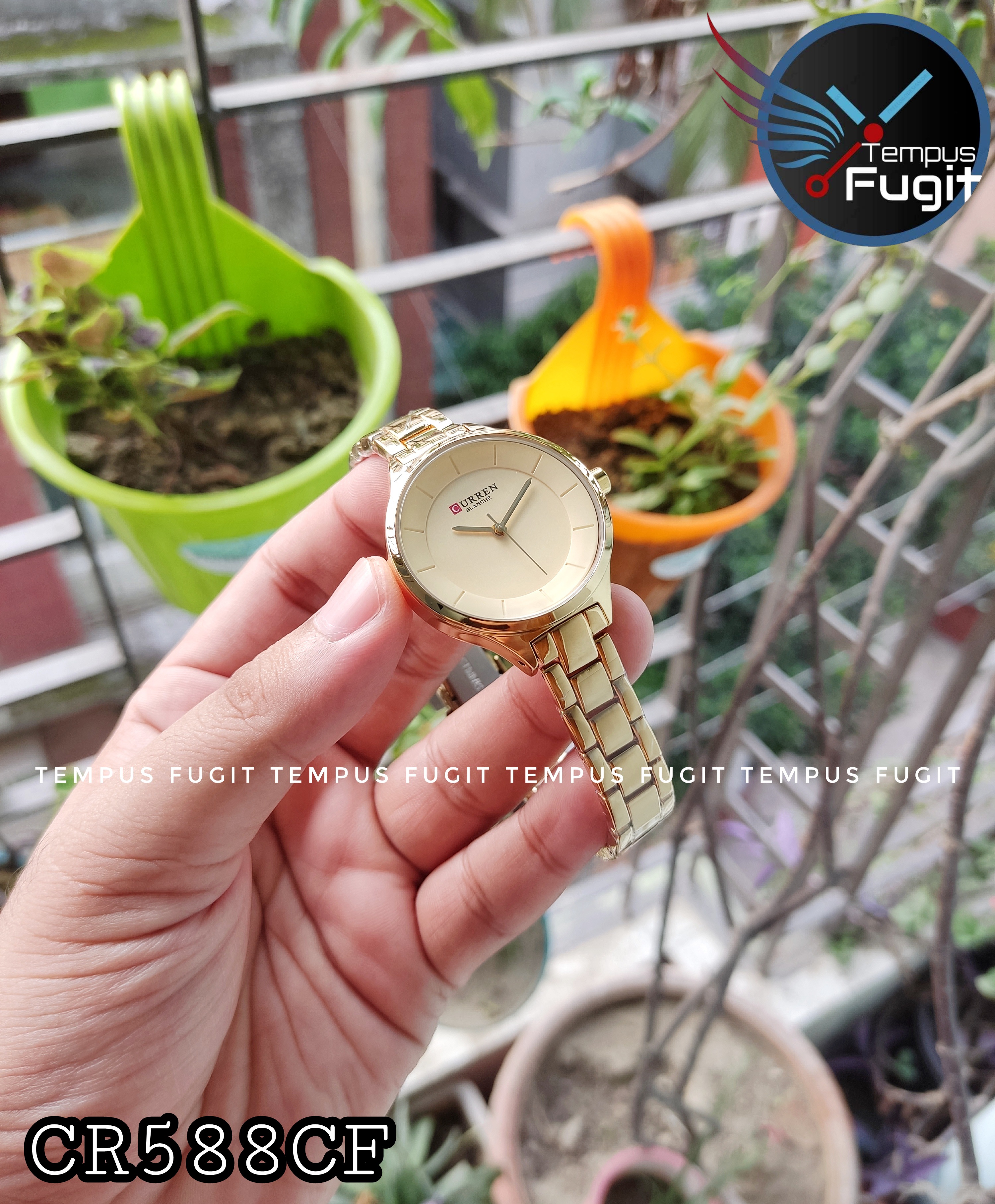 Curren 9015 Ladies Chain Watch- Golden Dial- Golden Bezel- Golden Chain- TF Code CR588CF_img_7