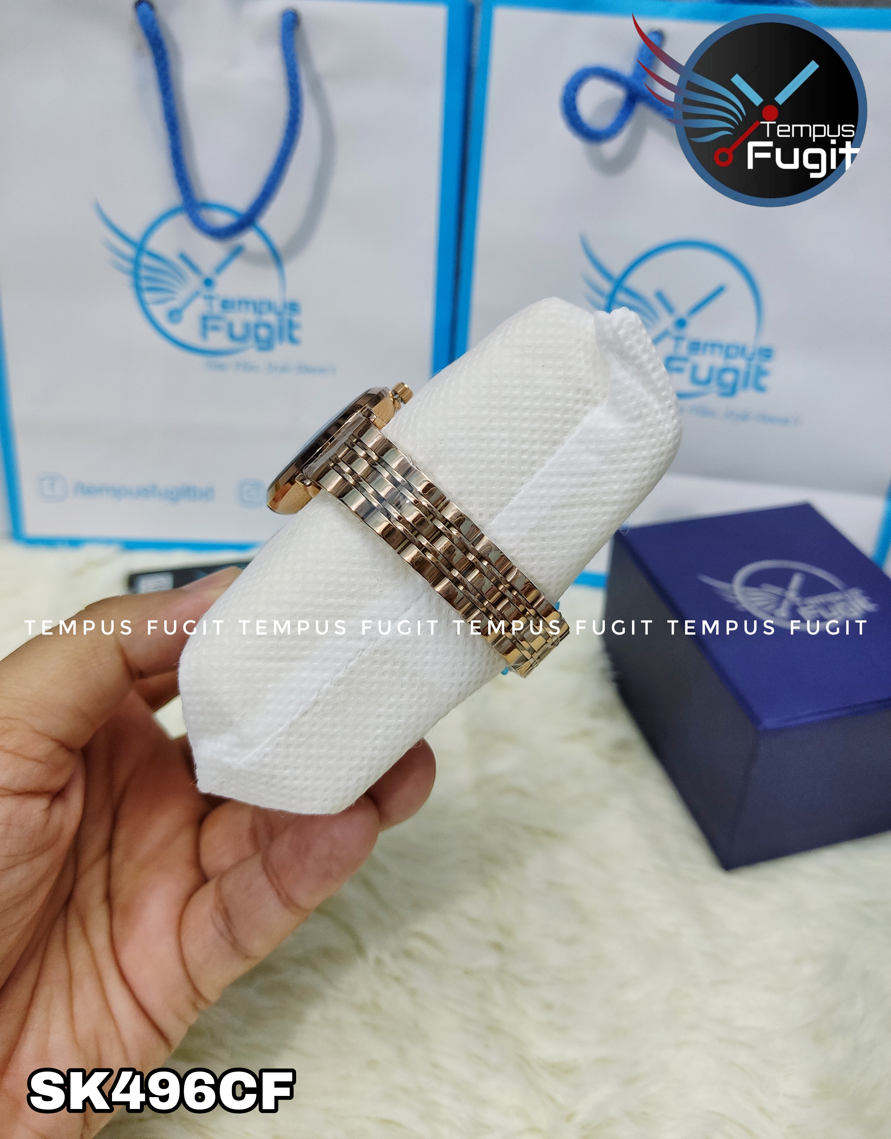 SKMEI 9198 Ladies Chain Watch - Shell Black Dial- Rose Golden Bezel- Rose Golden Chain- TF Code SK496CF_img_6