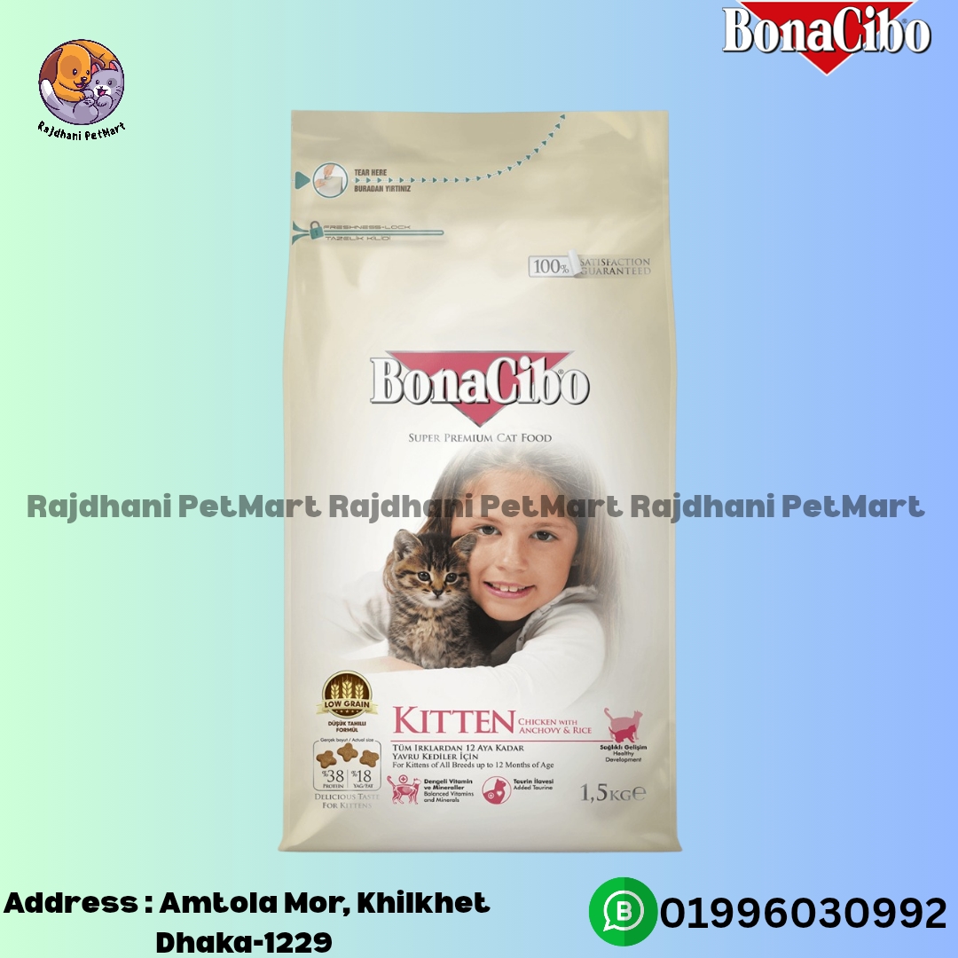 Bonacibo Premium Kitten Food Chicken, Anchovy & Rice 1.5KG