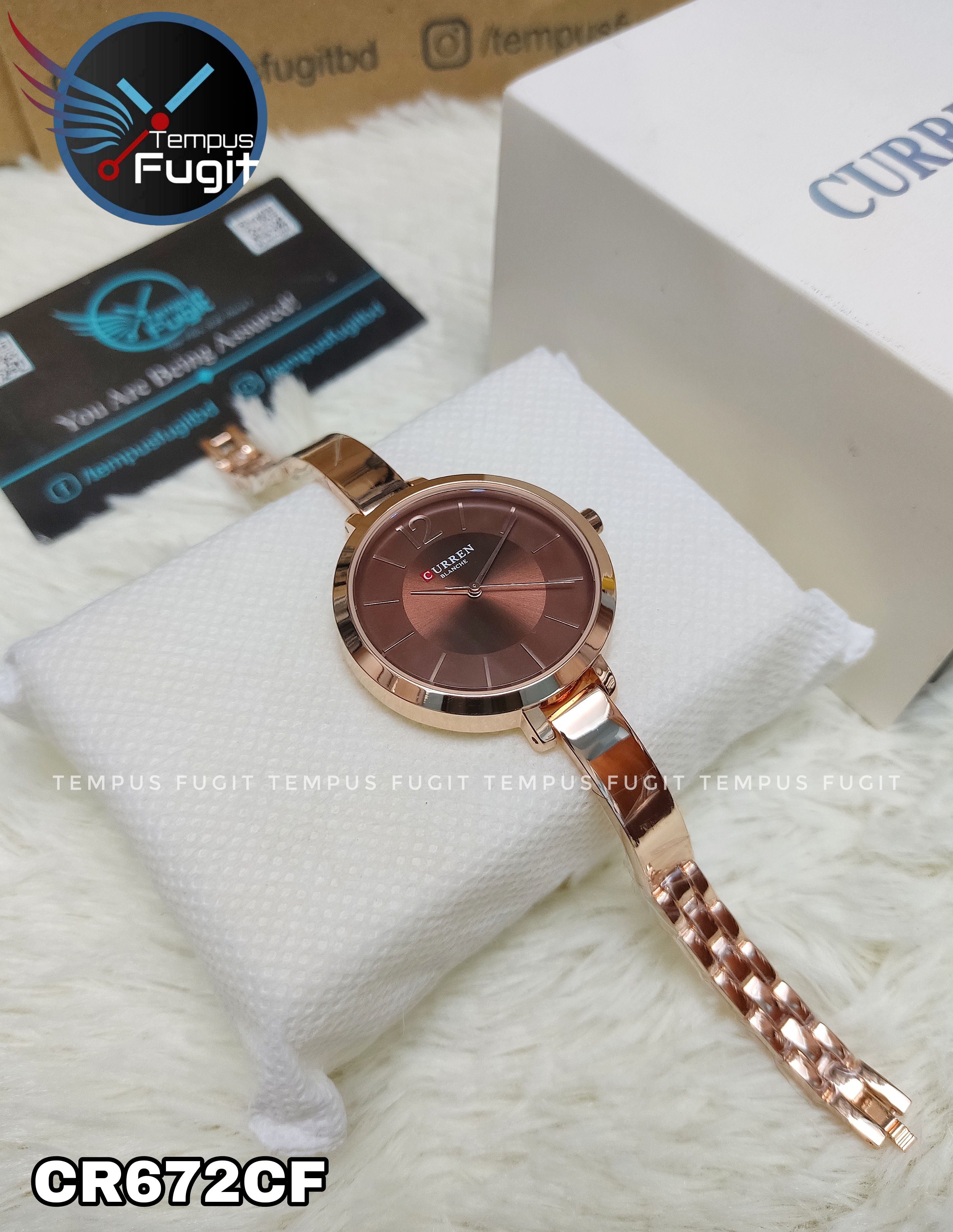 Curren 9012 Ladies Chain Watch- Coffee Dial- Rose Golden Bezel- Rose Golden Bracelet+Chain- TF Code CR672CF_img_5