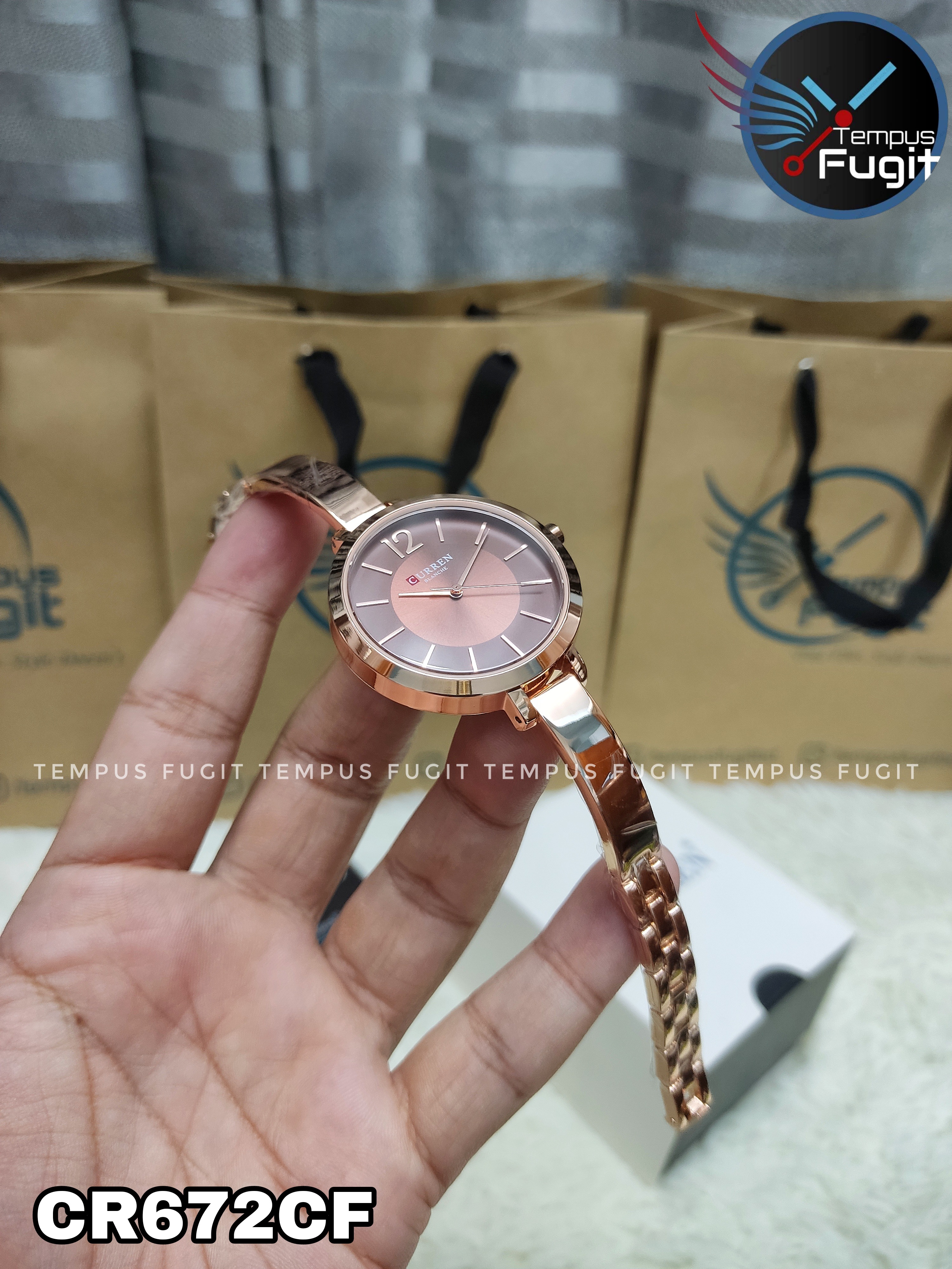 Curren 9012 Ladies Chain Watch- Coffee Dial- Rose Golden Bezel- Rose Golden Bracelet+Chain- TF Code CR672CF_img_6