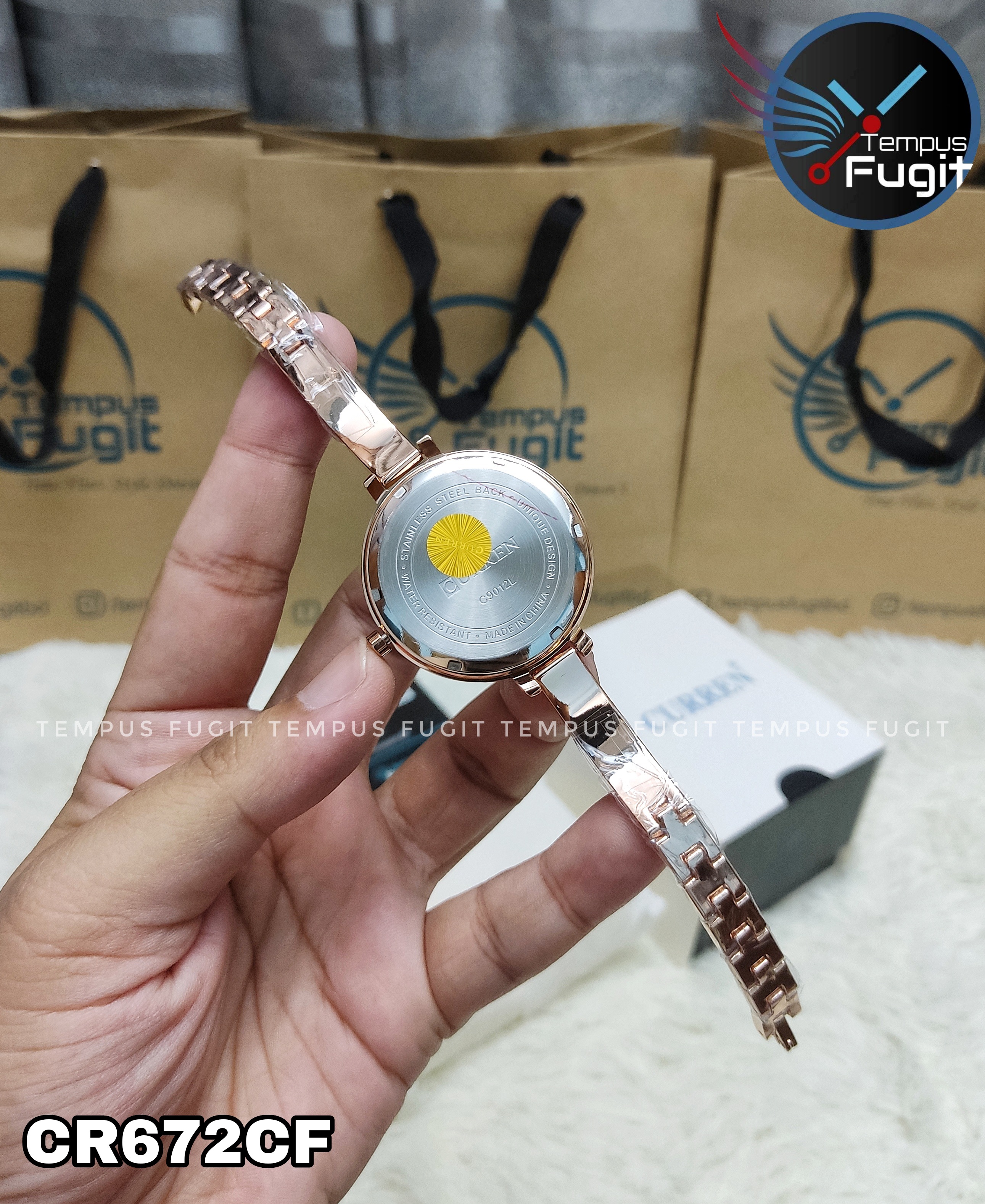 Curren 9012 Ladies Chain Watch- Coffee Dial- Rose Golden Bezel- Rose Golden Bracelet+Chain- TF Code CR672CF_img_7