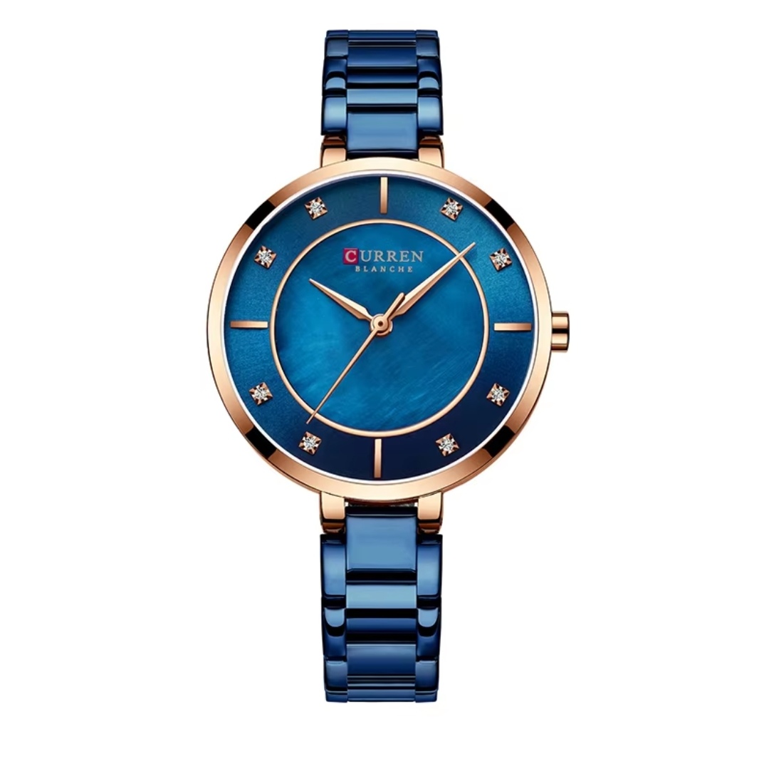 Curren 9051 Ladies Chain Watch- Blue Dial- Rose Golden Bezel- Blue Chain- TF Code CR416CF_img_0