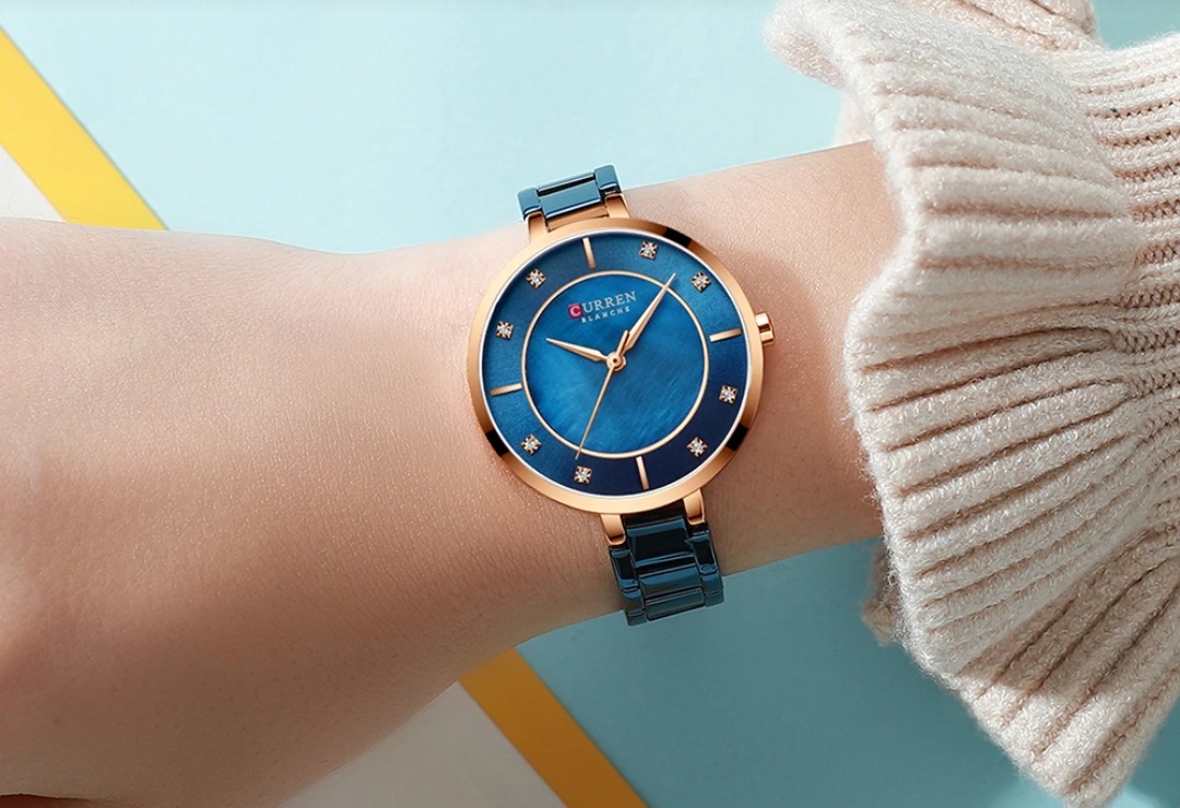 Curren 9051 Ladies Chain Watch- Blue Dial- Rose Golden Bezel- Blue Chain- TF Code CR416CF_img_4