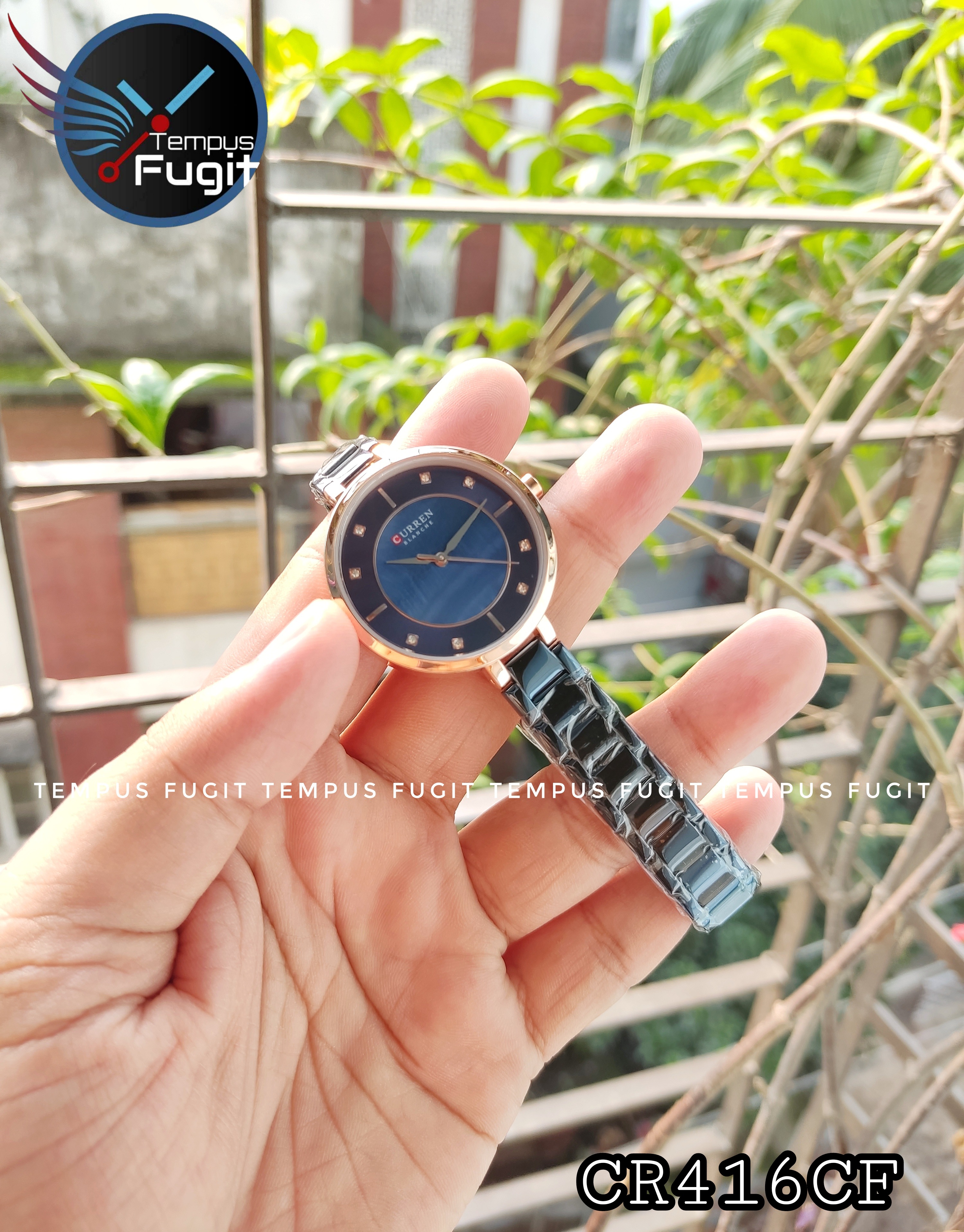 Curren 9051 Ladies Chain Watch- Blue Dial- Rose Golden Bezel- Blue Chain- TF Code CR416CF_img_7