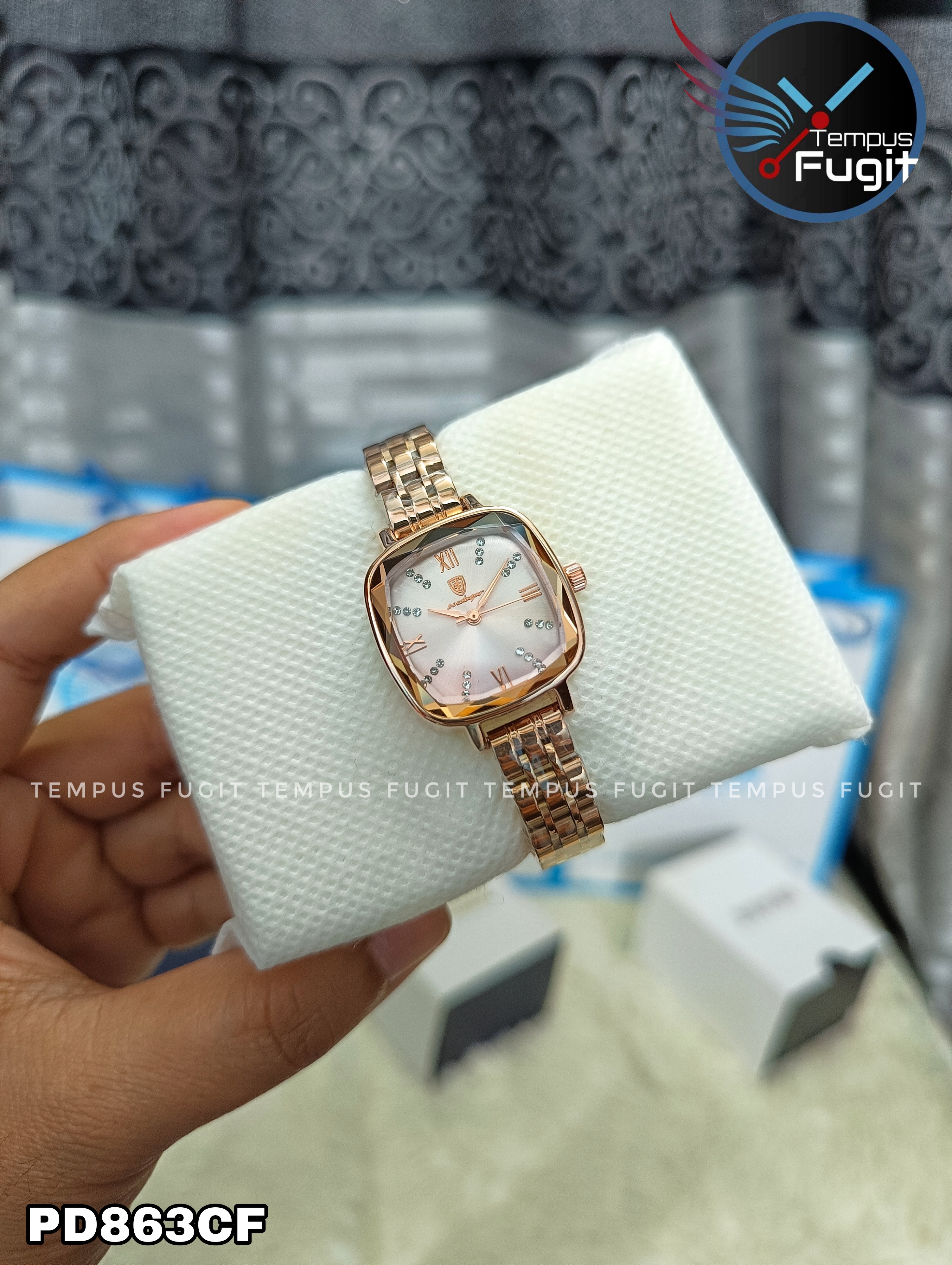 Poedagar 712 Ladies Chain Watch- Rose Golden Dial- Rose Golden Bezel- Rose Golden Chain- TF Code PD863CF_img_2
