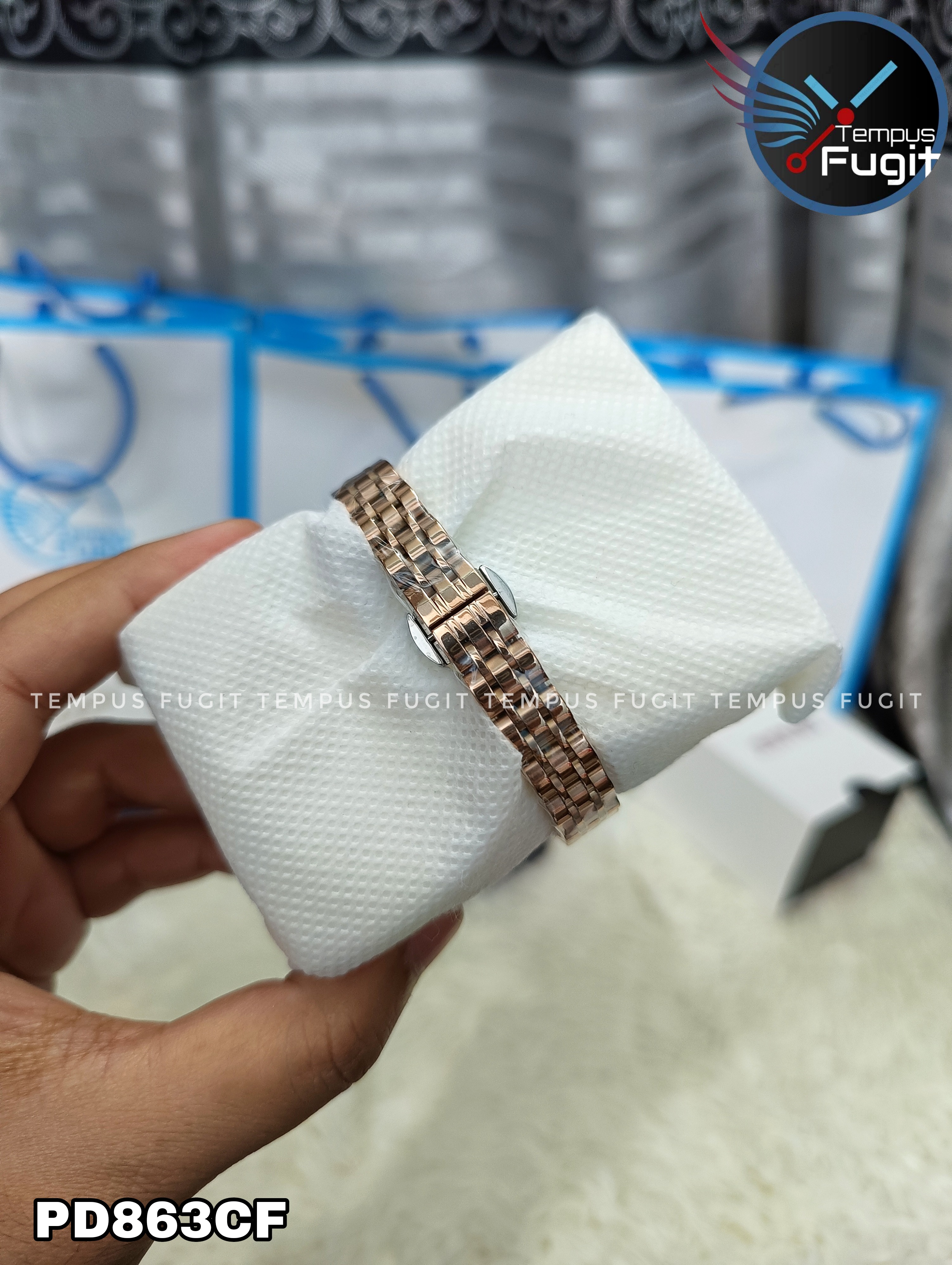 Poedagar 712 Ladies Chain Watch- Rose Golden Dial- Rose Golden Bezel- Rose Golden Chain- TF Code PD863CF_img_6