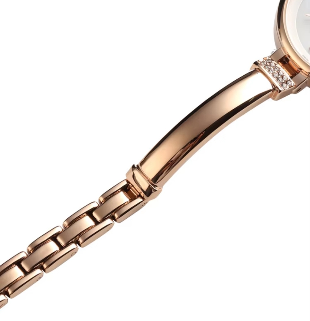 SKMEI 1409 Ladies Chain Watch - Shell White Dial- Rose Golden Bezel- Rose Golden Bracelet+Chain- TF Code SK272CF_img_2