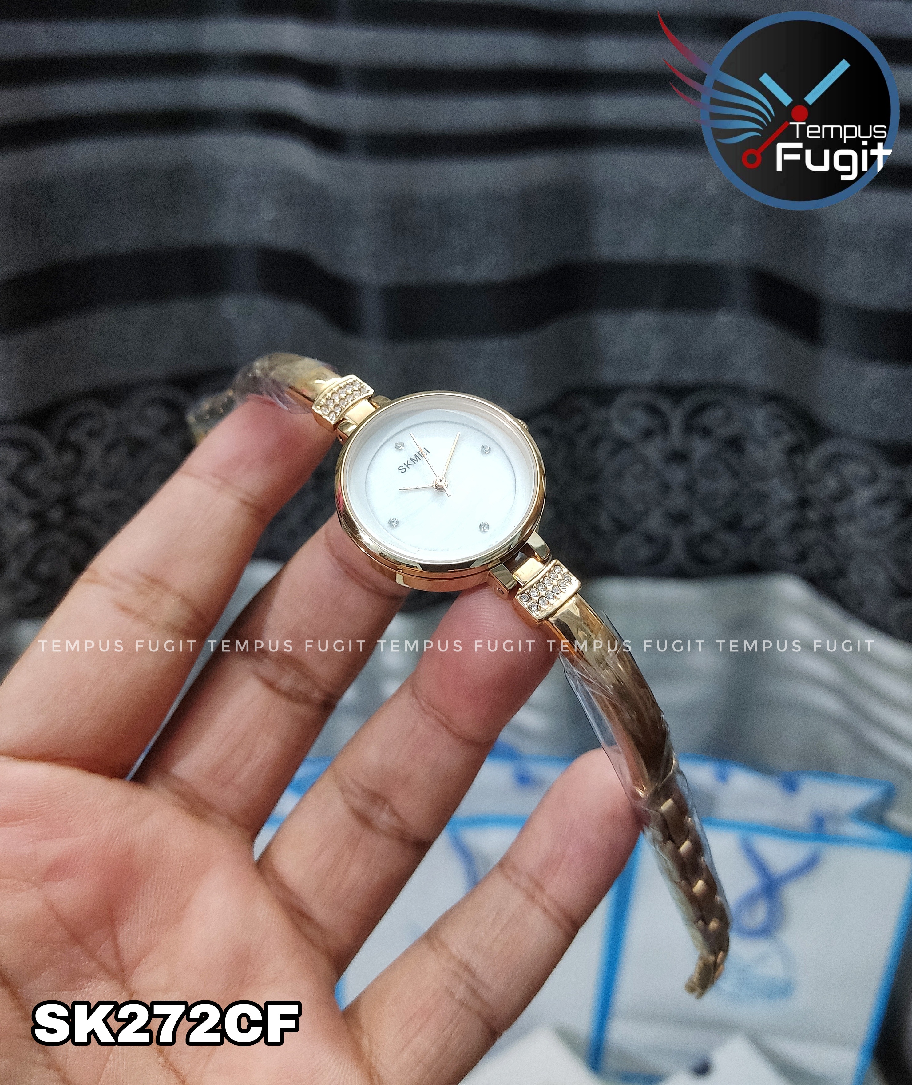 SKMEI 1409 Ladies Chain Watch - Shell White Dial- Rose Golden Bezel- Rose Golden Bracelet+Chain- TF Code SK272CF_img_8