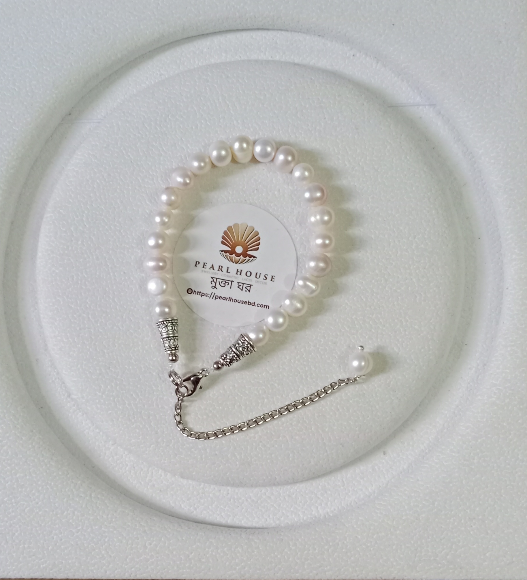 White Round pearl Adjustable Bracelet_img_0