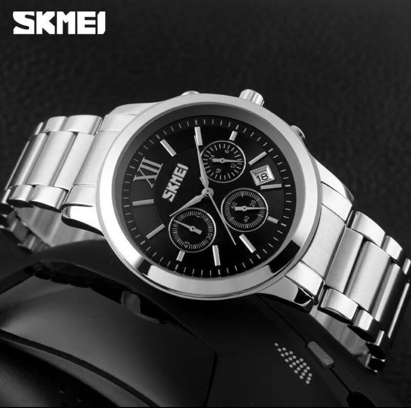 SKMEI 9097 Classic Design Stainless Steel Chronograph Quartz Watch For Men
