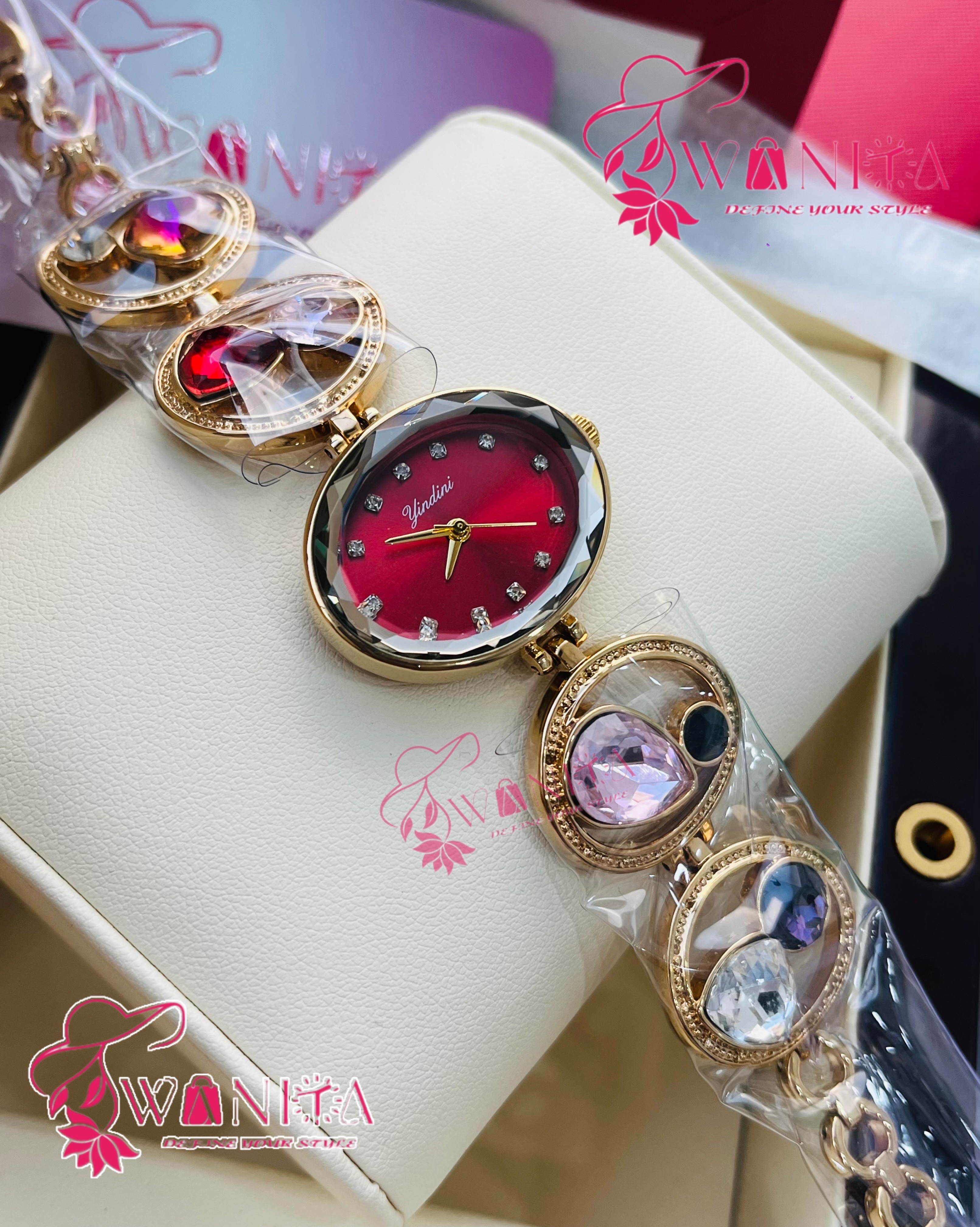 Ladies Original Wine Shade Stone Watch