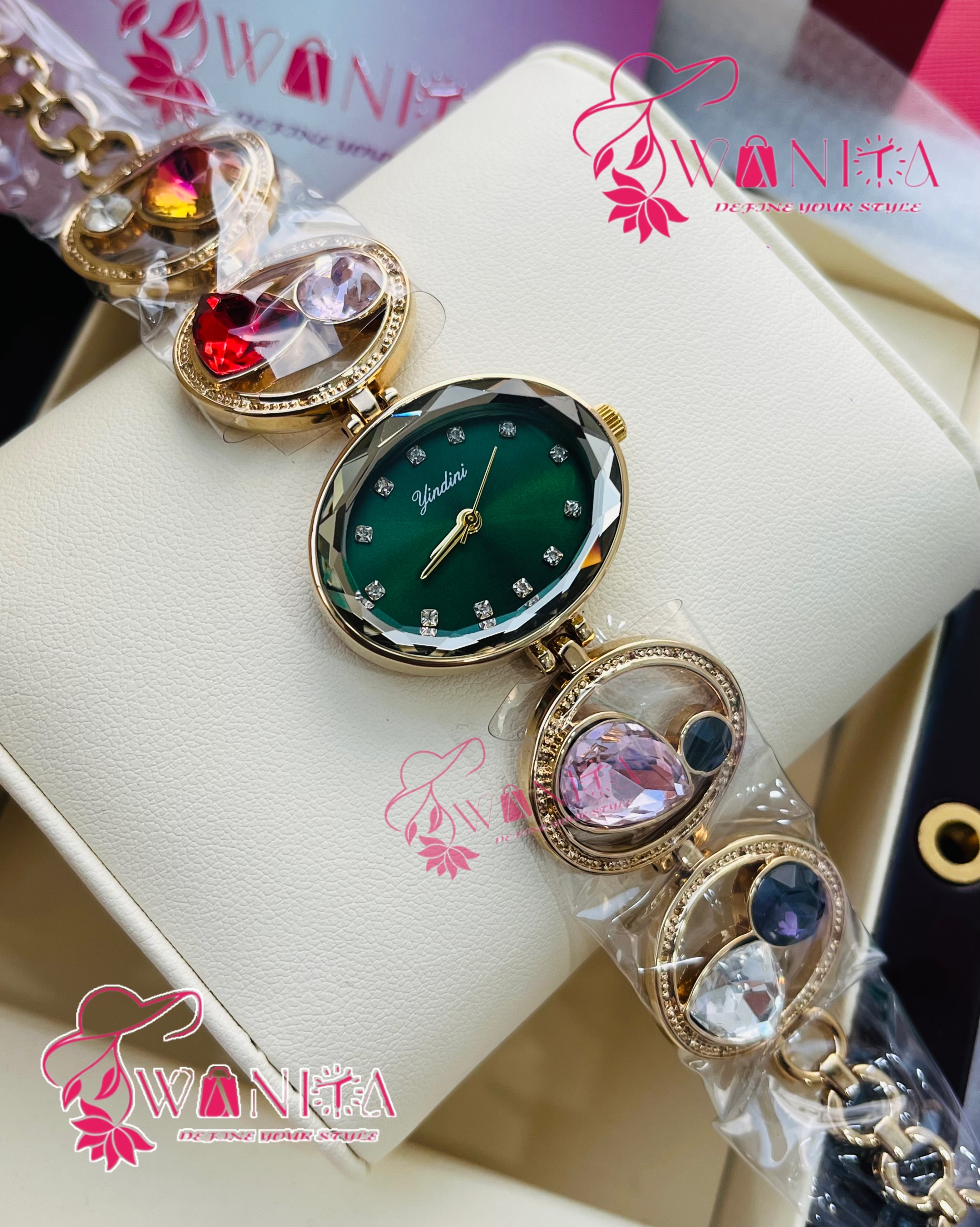 Ladies Original Bottle Green Stone Watch