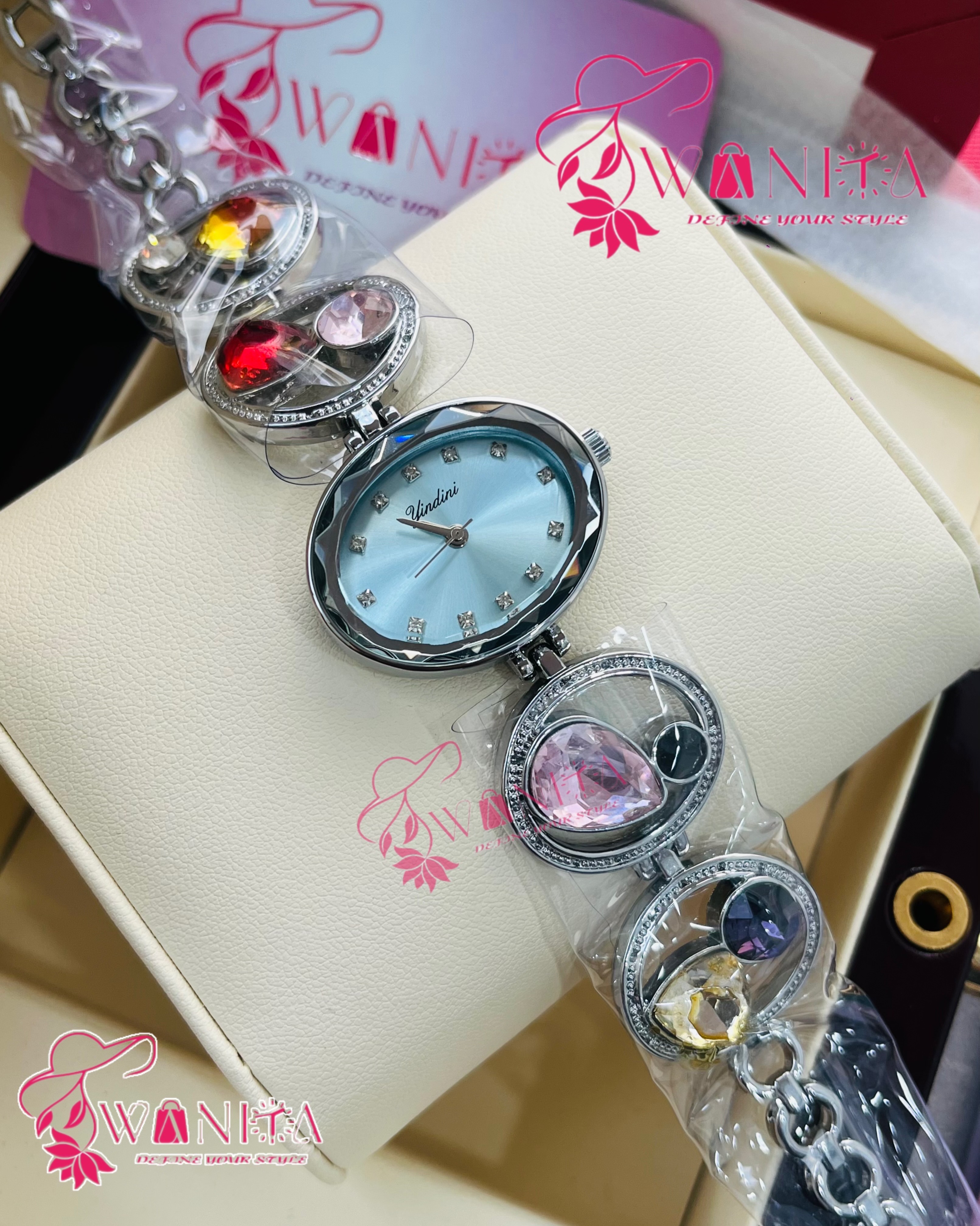 Ladies Original Ice Blue Shade Stone Watch