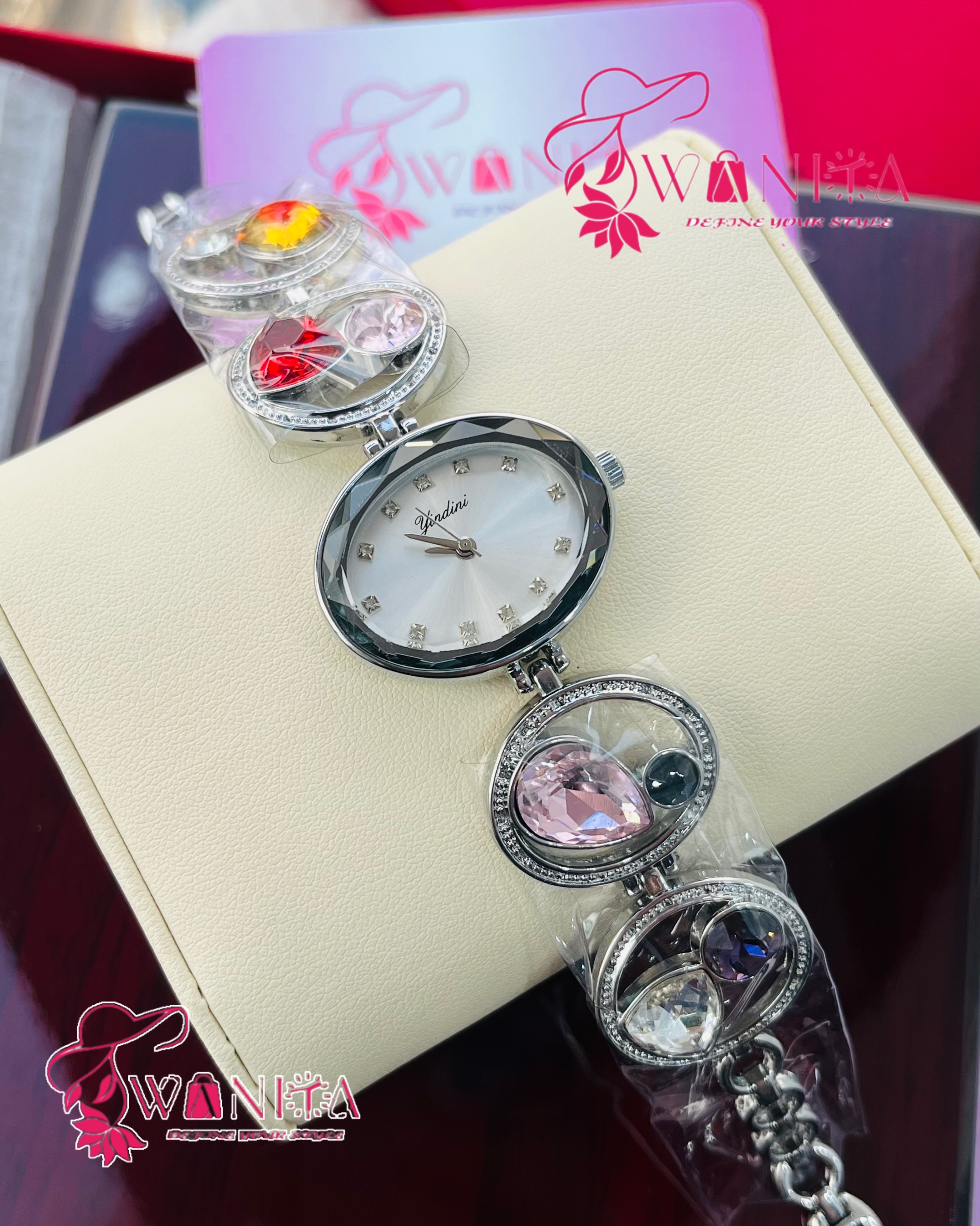 Ladies Original White Shade Stone Watch