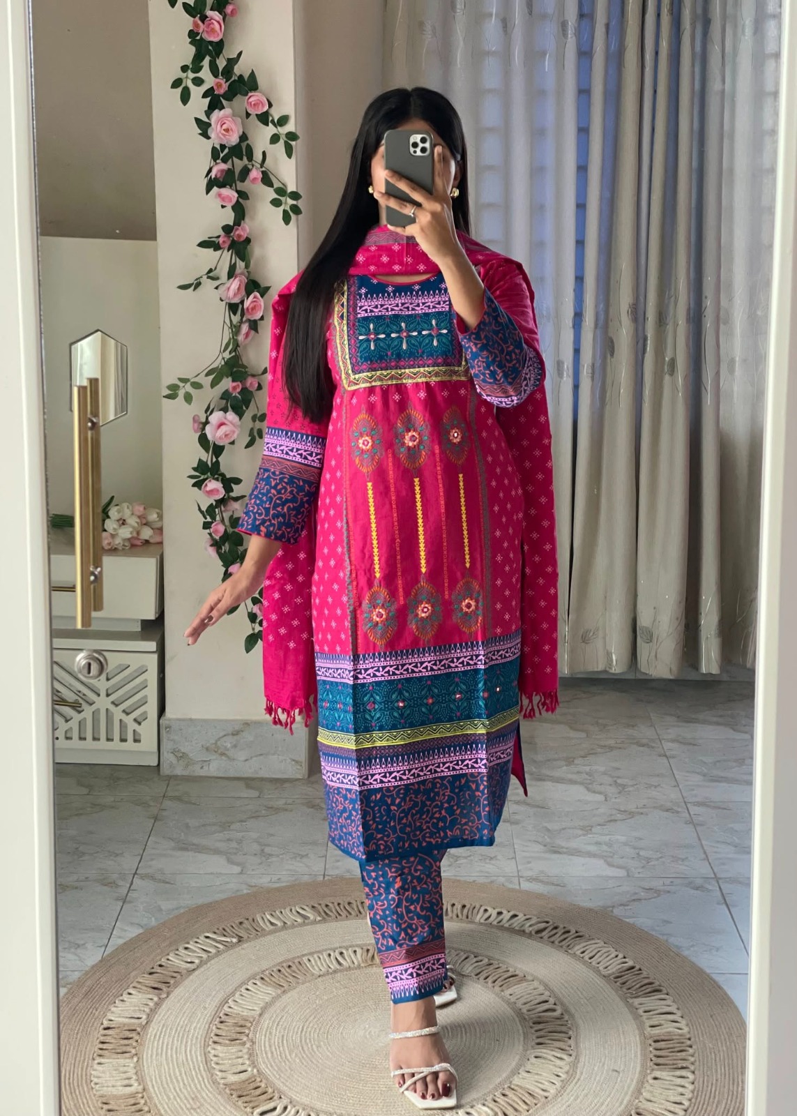 প্রিমিয়াম আড়ং কটন রেডিমেড থ্রি পিস।