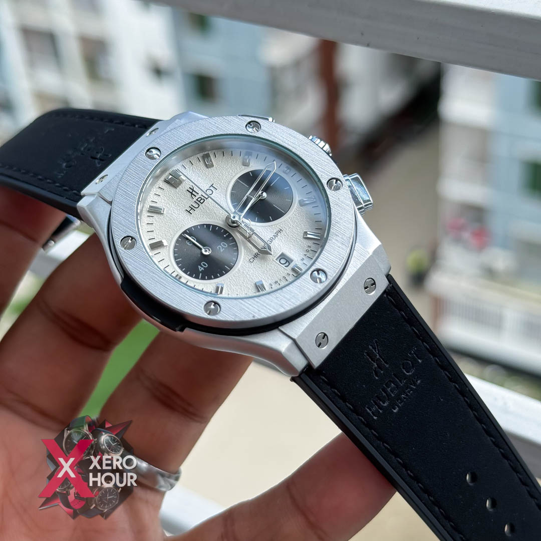 Hublot Classic Fusion Watches Chronograph | Velvet Black belt White Dial_img_3