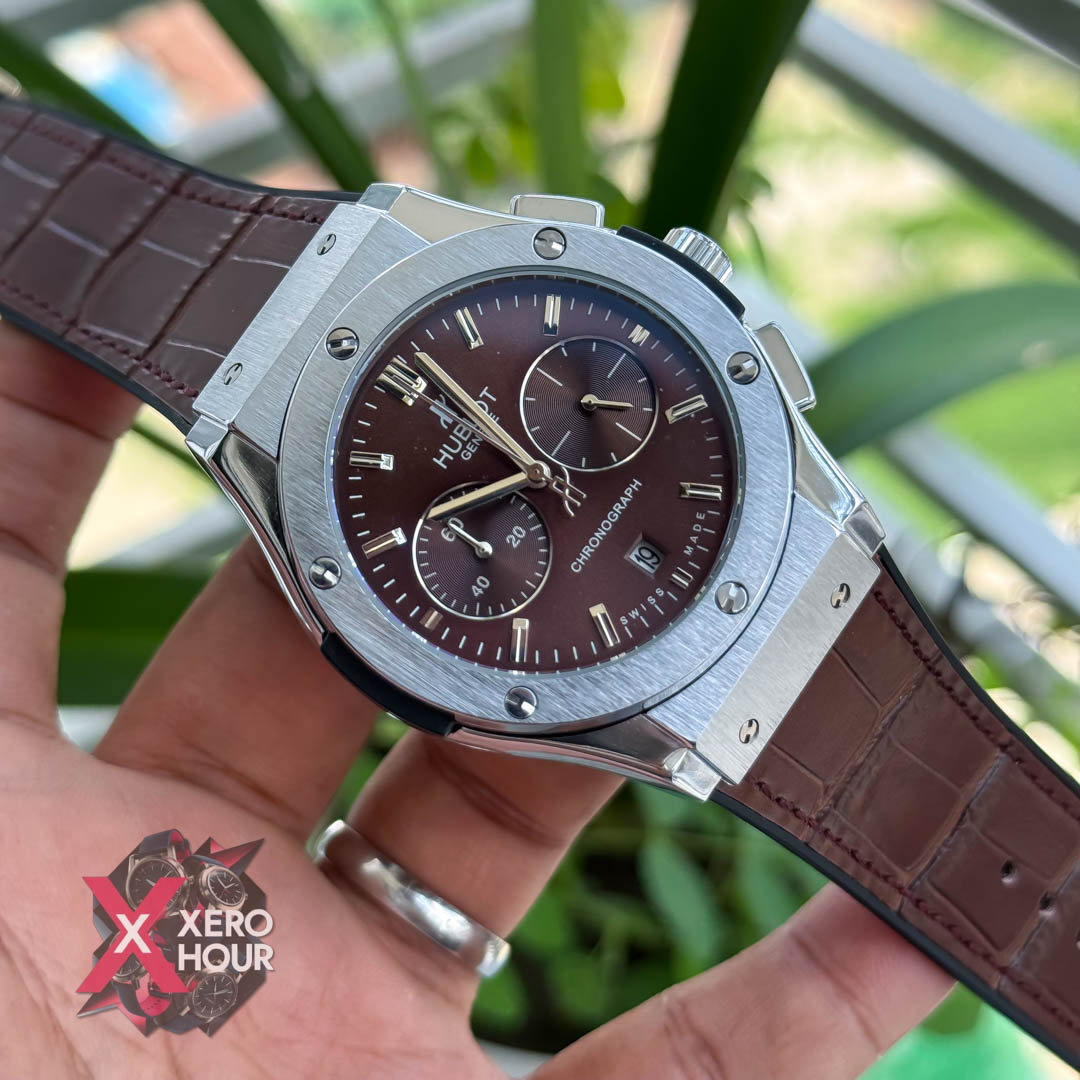Hublot Classic Fusion Watches Chronograph | Crocodile leather Brown Red_img_4